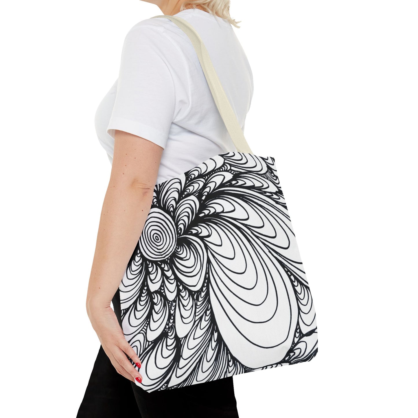Unisex Original Doodle Art All Over Print Tote Bag - Apricots Noir