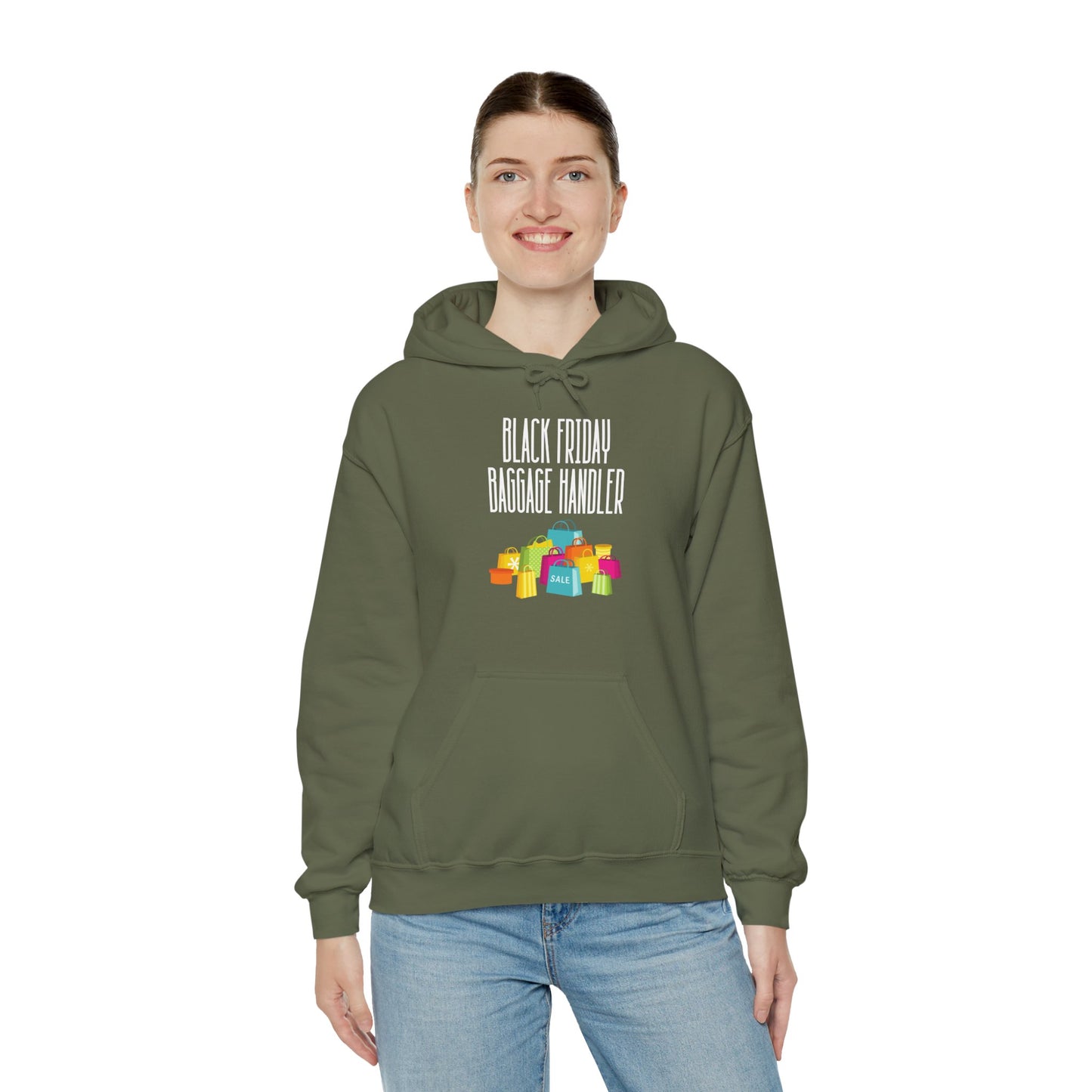 Unisex Heavy Blend™ Black Friday Christmas Sales Baggage Handler Shopping Sales Hooded Sweatshirt