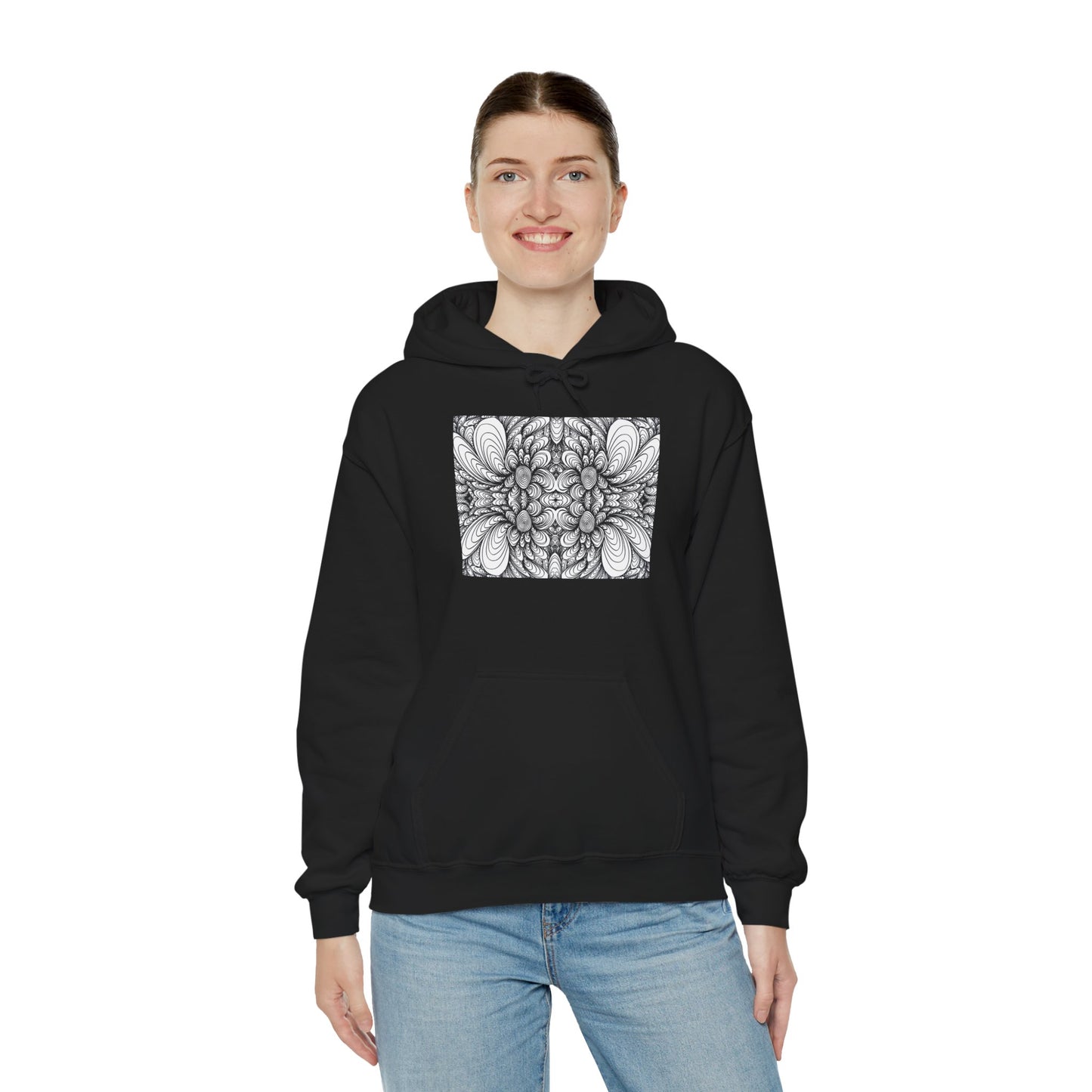 Unisex Heavy Blend™ Original Minimalist Healing Line Art Hooded Sweatshirt - Blooms