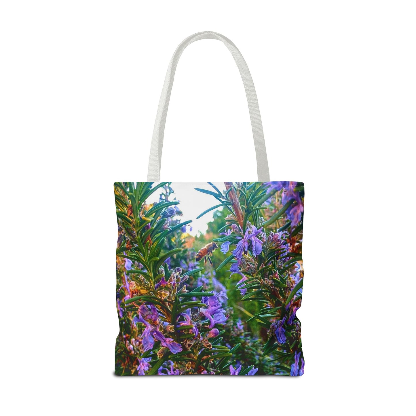 Garden Themed Bee Tote Bag Gardening Tote Gardening Bee Gift Idea Rosemary Gift For Gardener Rosemary and Bee Bag Rosemary Bee Pollinating