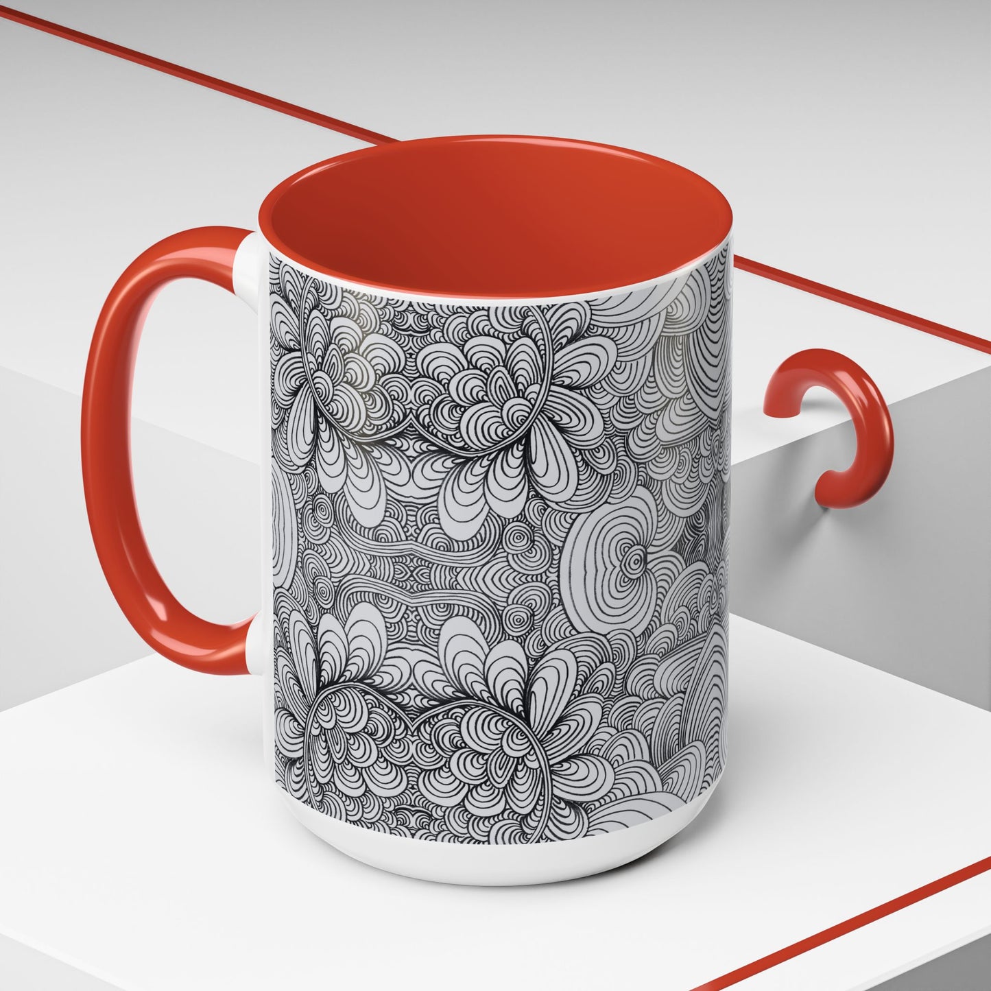 11oz/15oz Original Line Art Coffee Mug - Apricots Noir Mirage
