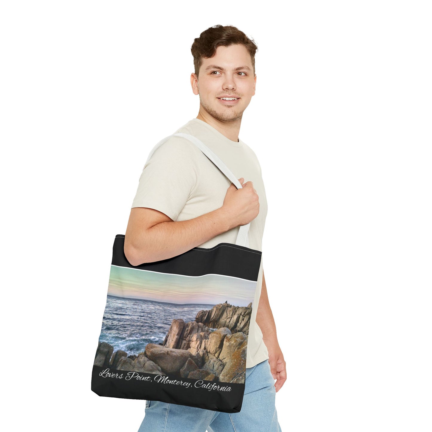 Unisex Travel Tote Bag Monterey California Scenic View Lovers Point Bay Area Keepsake Tote Bag Ocean View Nature Inspired Travel Gift Idea