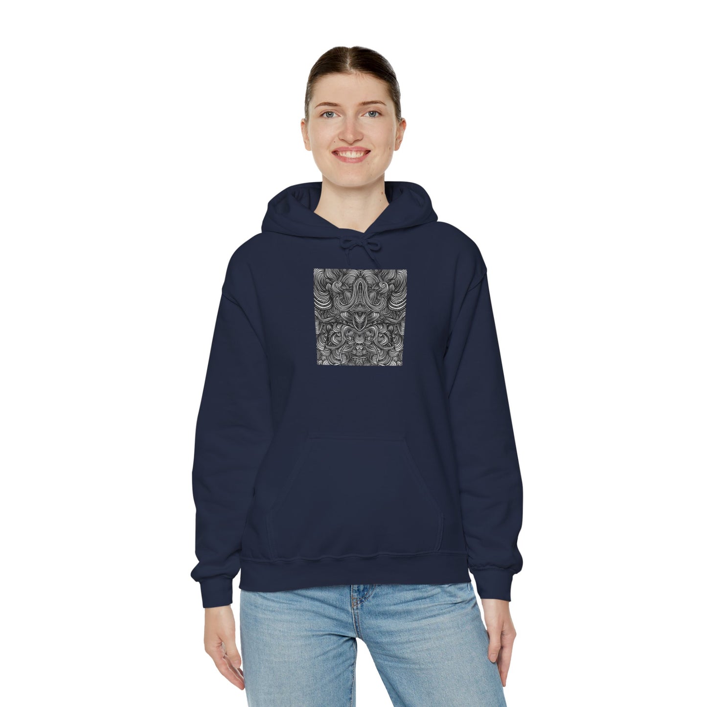 Unisex Heavy Blend™ Original Minimalist Line Art Full Size Hooded Sweatshirt - Liquid
