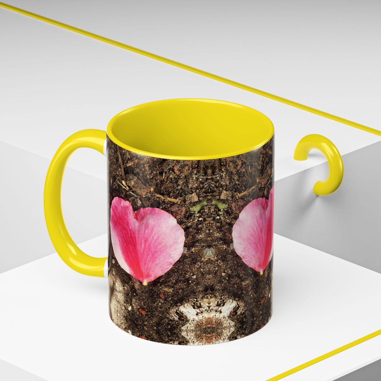 11oz/15oz Garden Themed Double Delight Heart Shaped Rose Petal Coffee Mug
