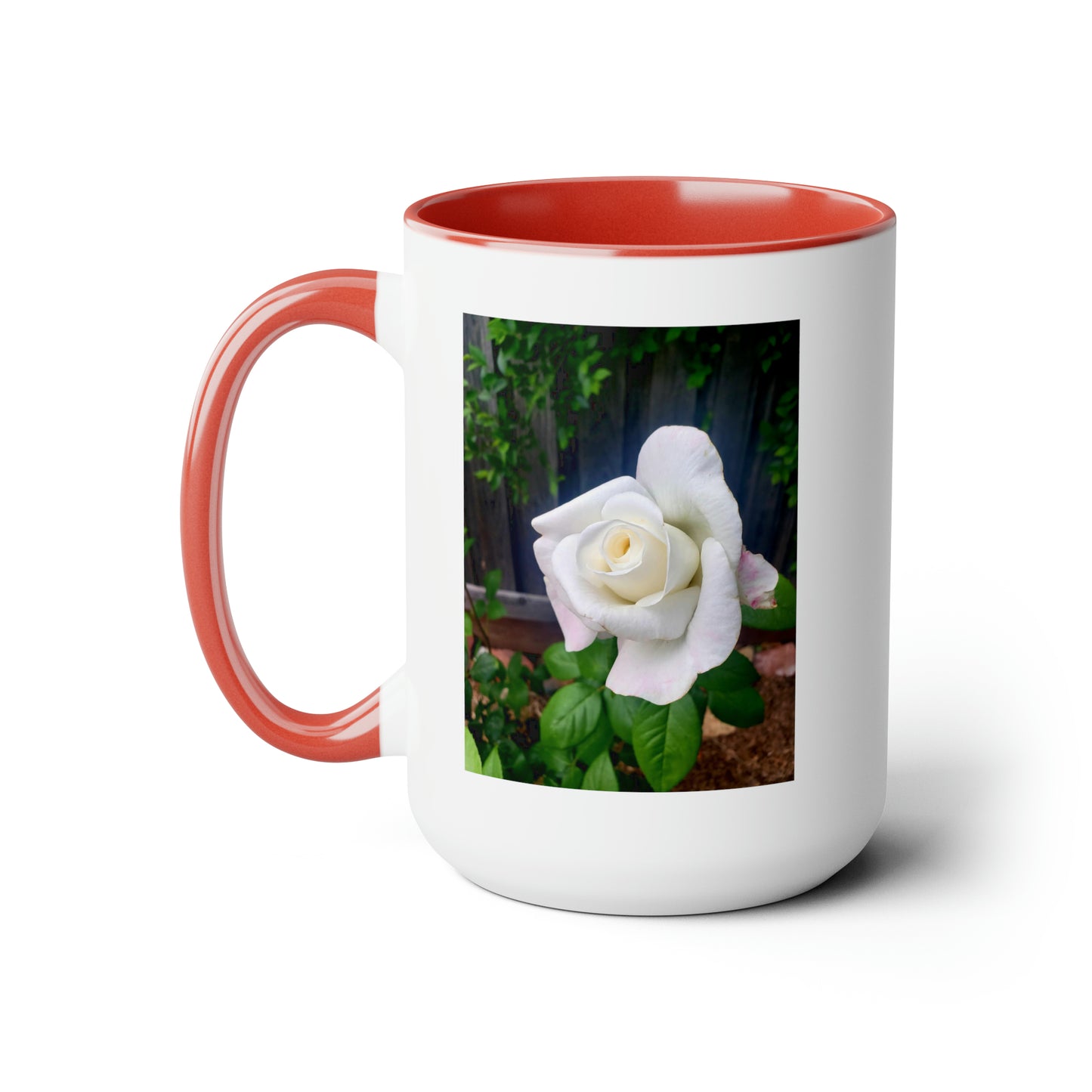 15oz Garden Themed White Sugar Moon Hybrid Tea Rose Coffee Mug