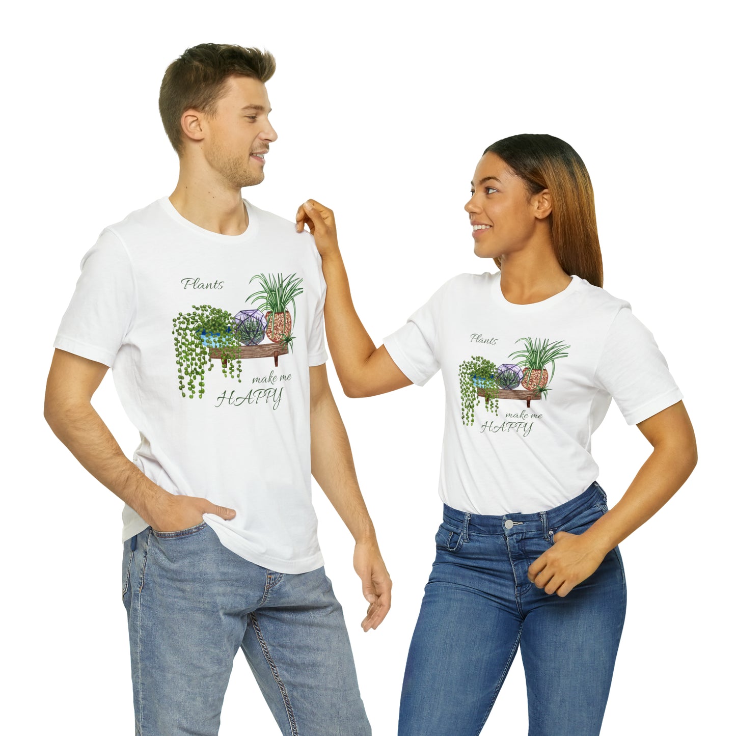 Unisex Garden Themed Plants Make Me Happy T-Shirt