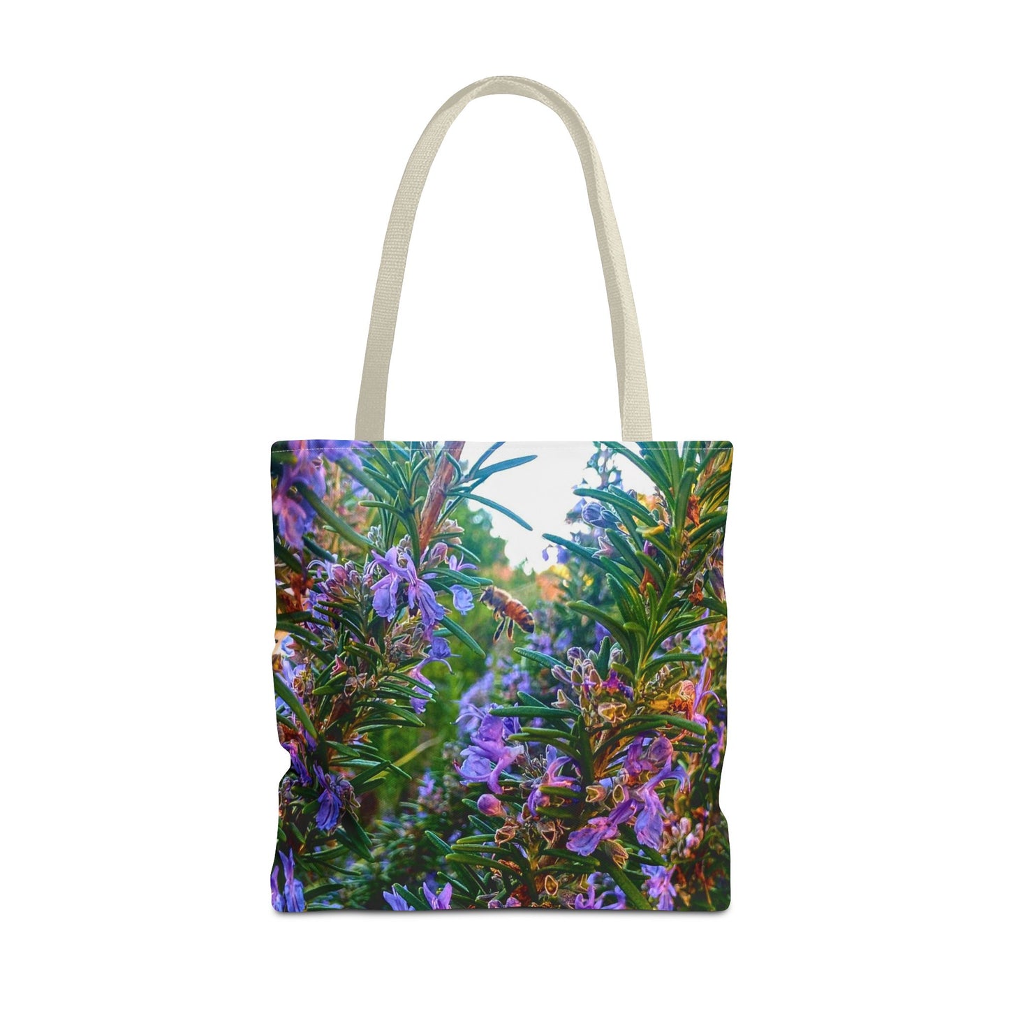 Garden Themed Bee Tote Bag Gardening Tote Gardening Bee Gift Idea Rosemary Gift For Gardener Rosemary and Bee Bag Rosemary Bee Pollinating