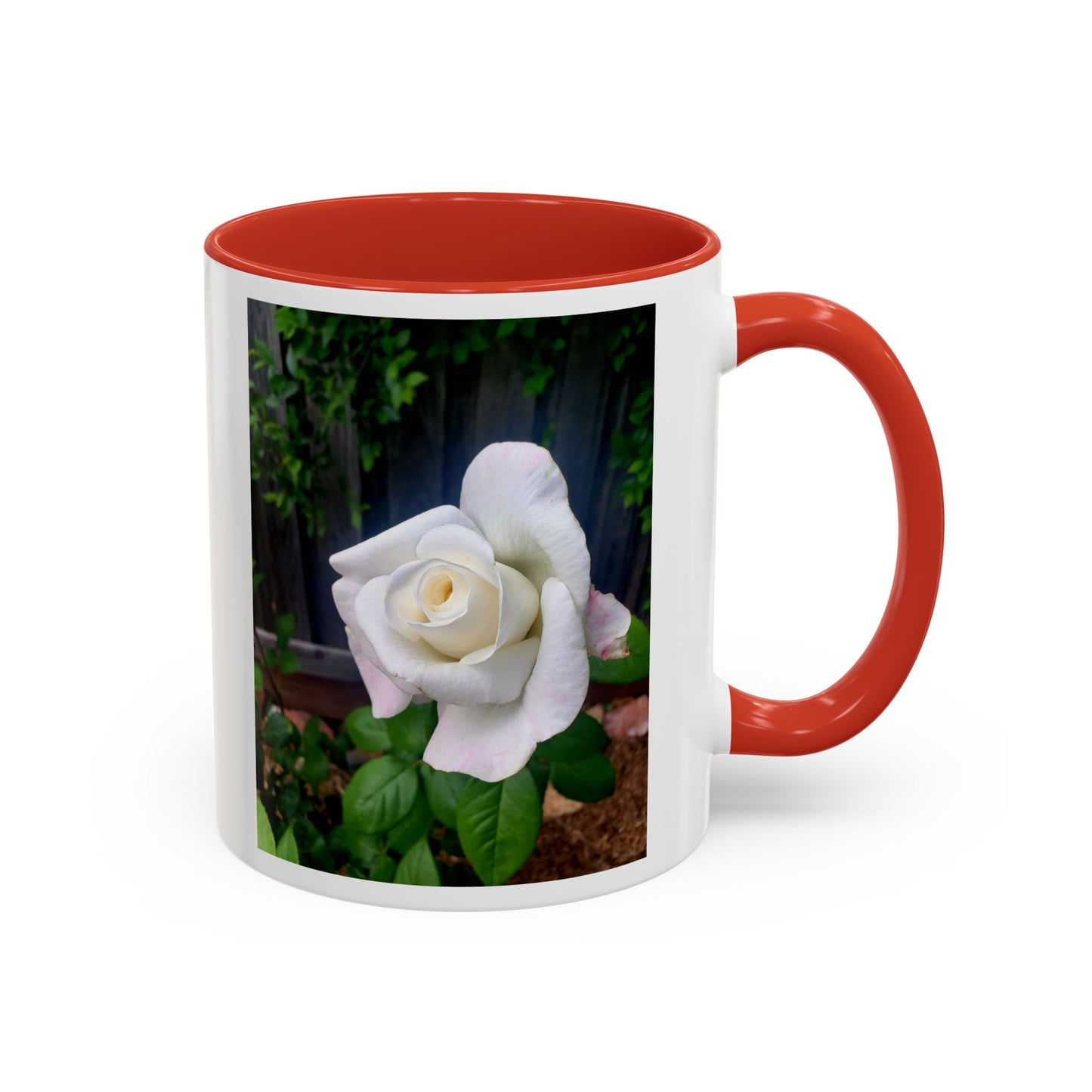 11oz. Garden Themed White Sugar Moon Hybrid Tea Roses Coffee Mug