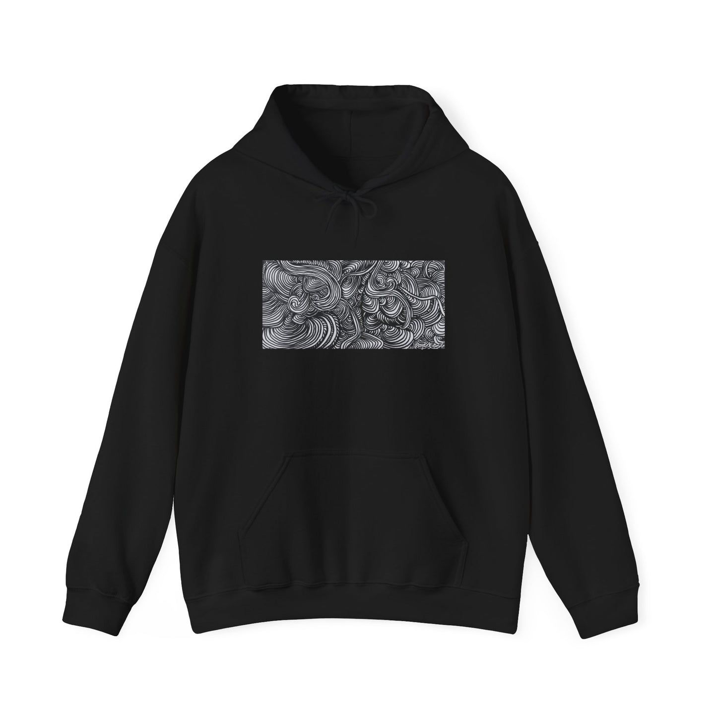 Unisex Heavy Blend™ Original Minimalist Line Art Midsize Print Hooded Sweatshirt - Liquid