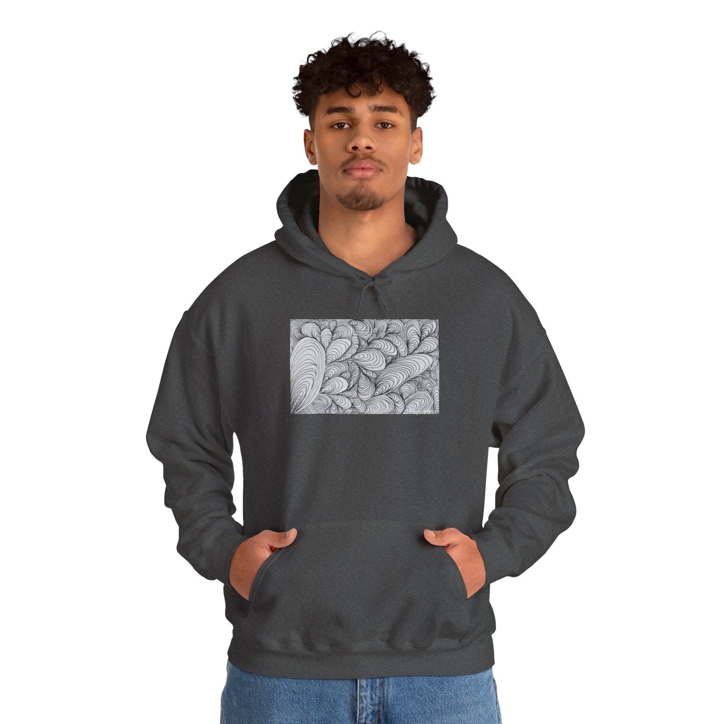 Unisex Heavy Blend™ Original Rough Artwork Midsize Print Hooded Sweatshirt