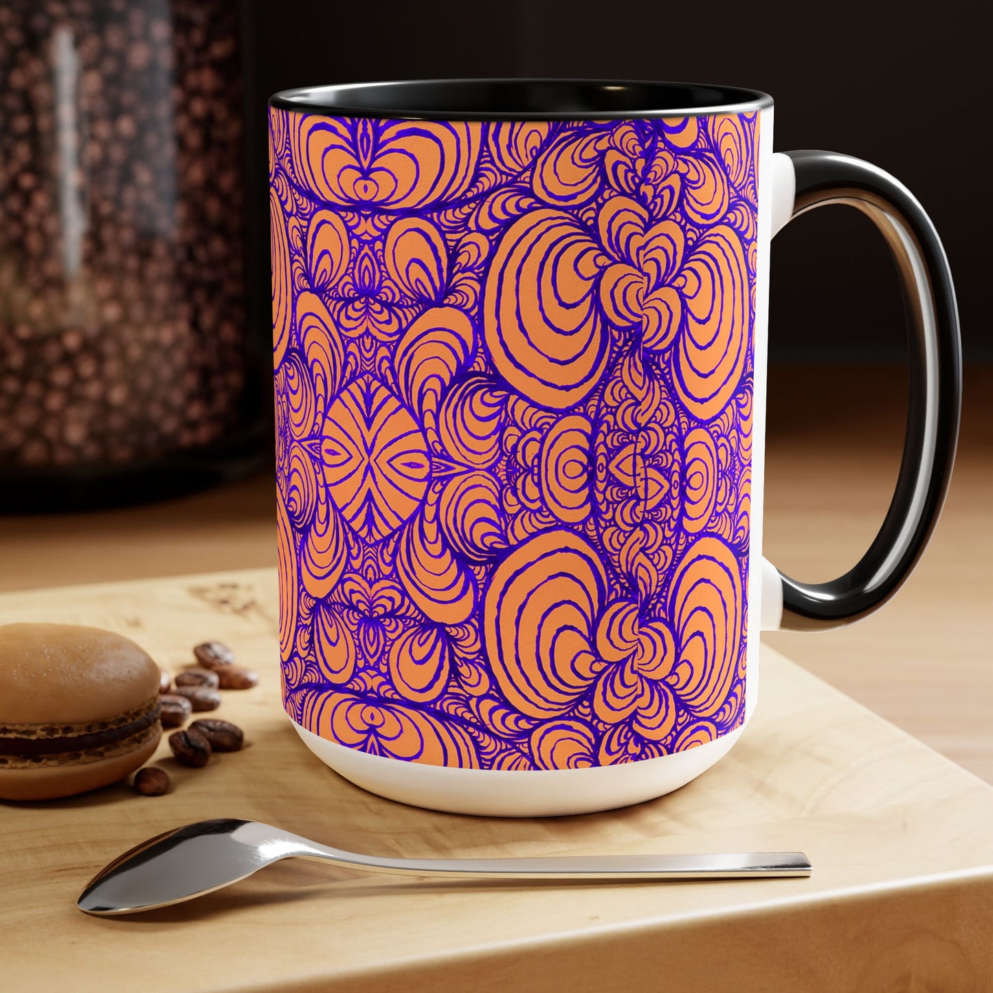 15oz Original Line Art Coffee Mug - Puzzle Panels 2 Color Pop Run