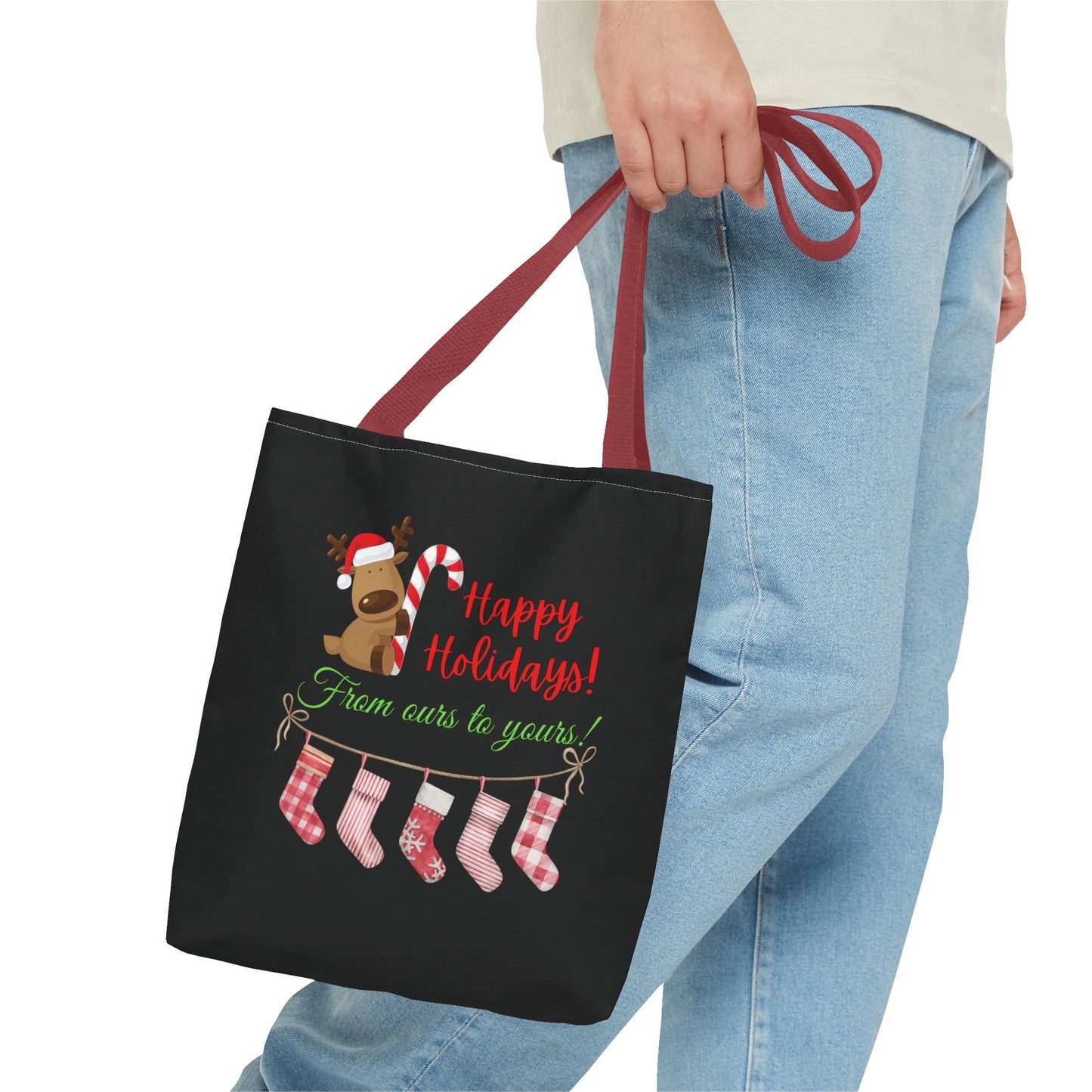 Unisex Happy Holidays From Ours To Yours Christmas Stockings and Dog Tote Bag