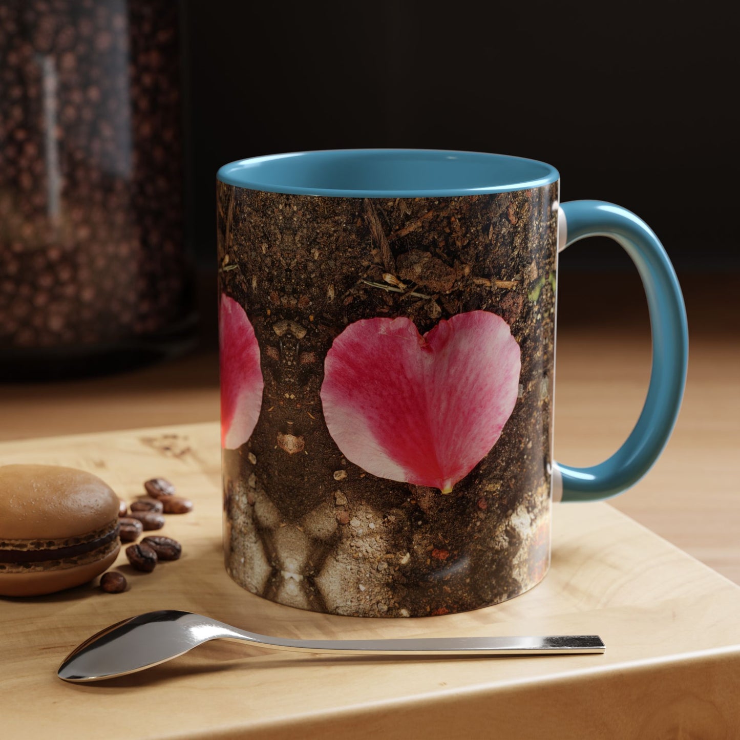 11oz/15oz Garden Themed Double Delight Heart Shaped Rose Petal Coffee Mug