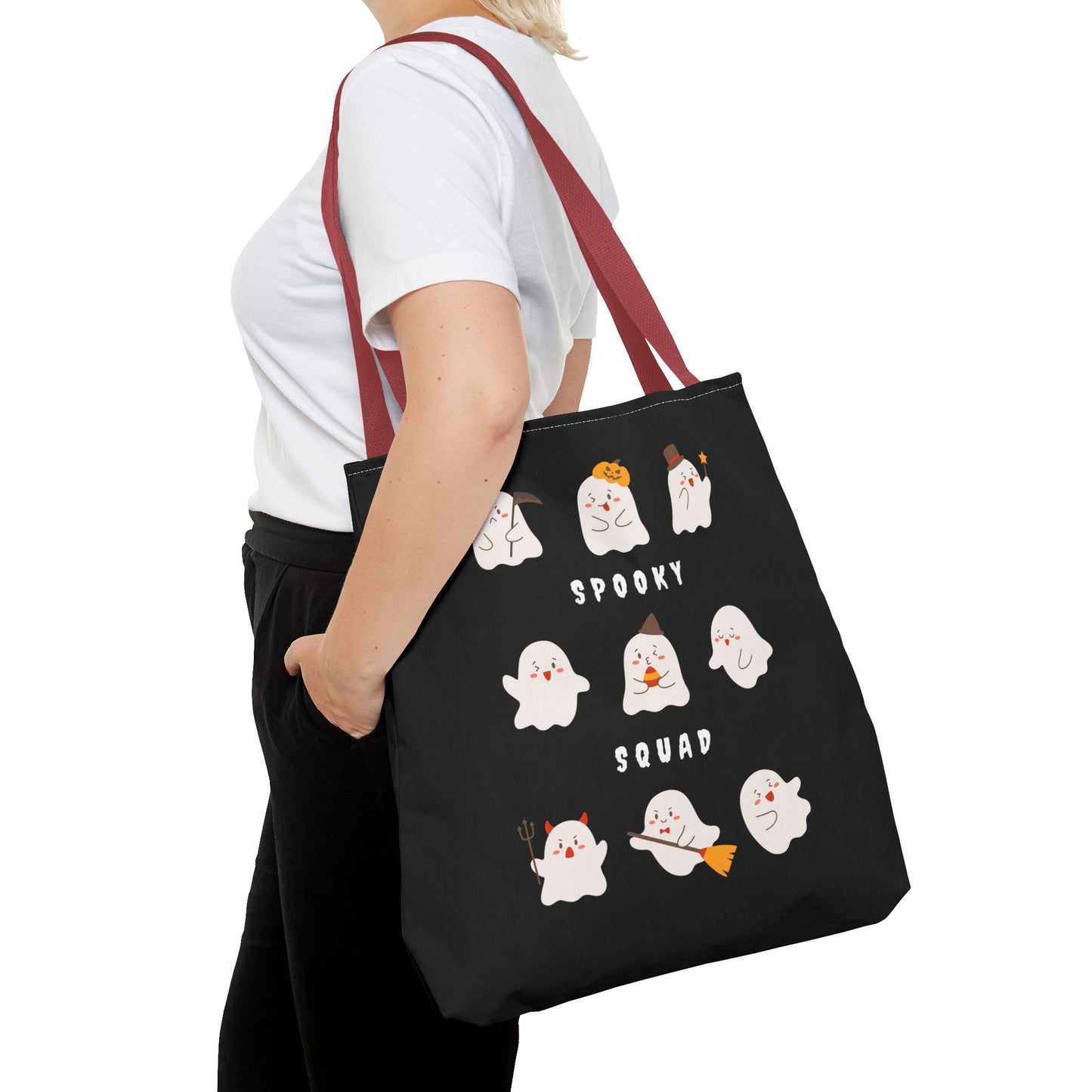 Cute Ghost Halloween Spooky Season Tote Trick or Treating Candy Bag Reusable Halloween Themed Lunch Tote