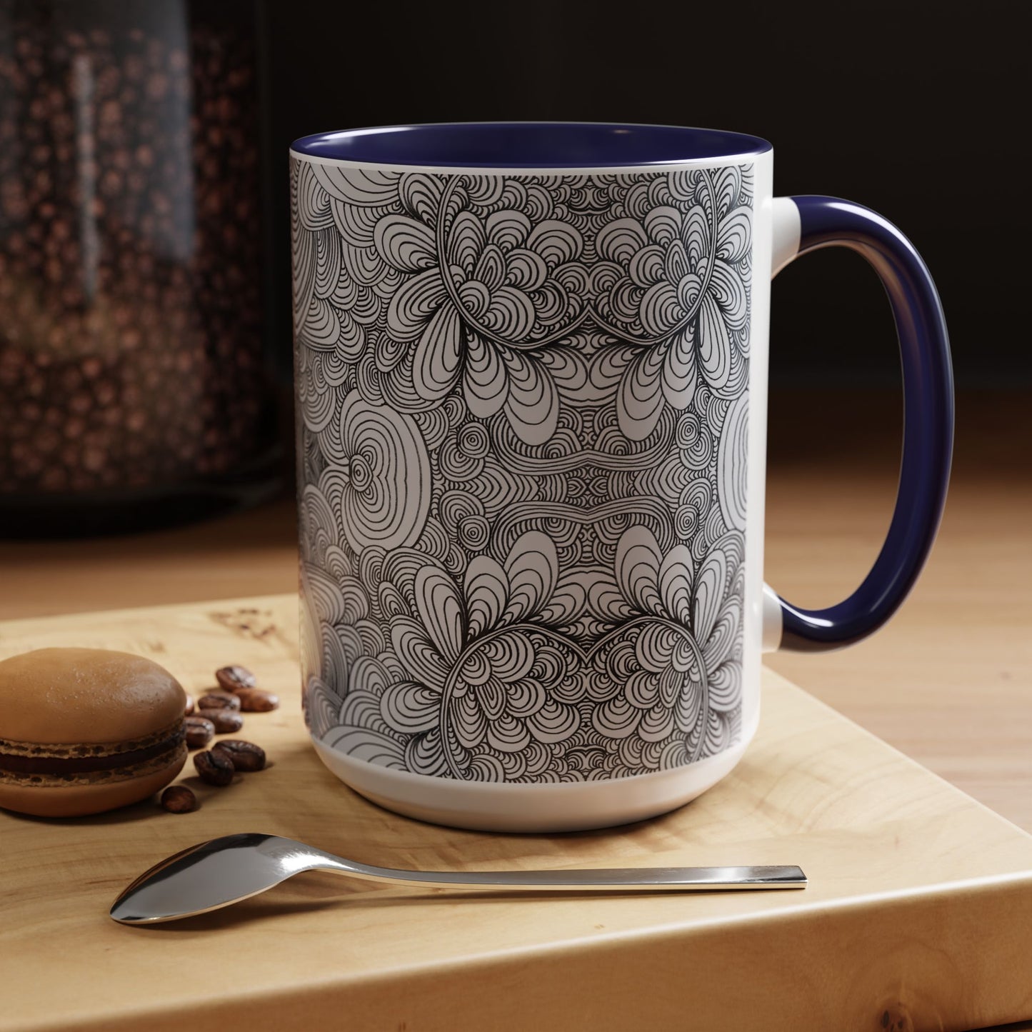 11oz/15oz Original Line Art Coffee Mug - Apricots Noir Mirage