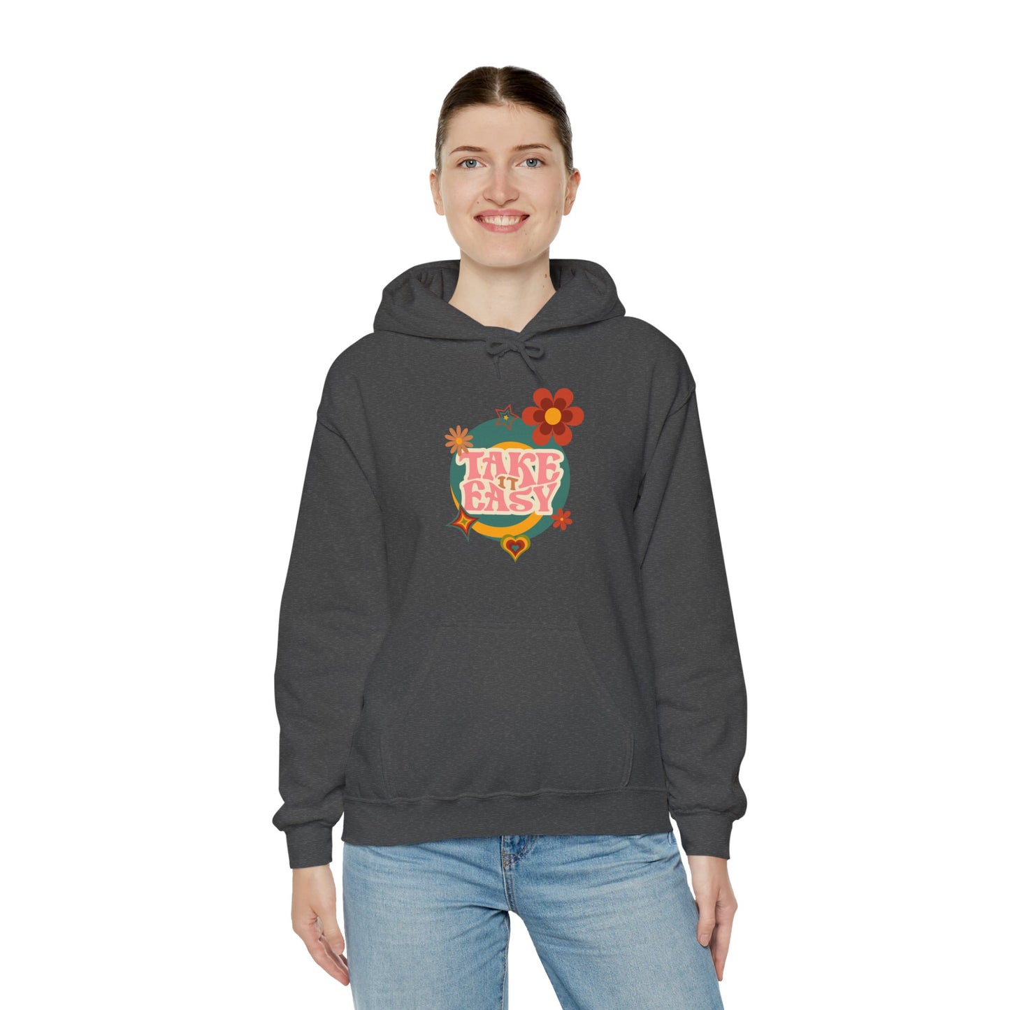 Unisex Heavy Blend™ Retro Vibes Take It Easy Hooded Sweatshirt