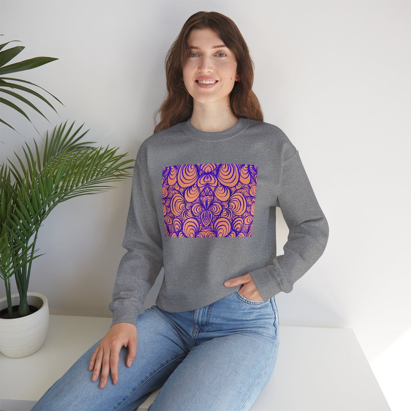 Unisex Original Line Art Sweatshirt - Puzzle Panels 1 Color Pop Run