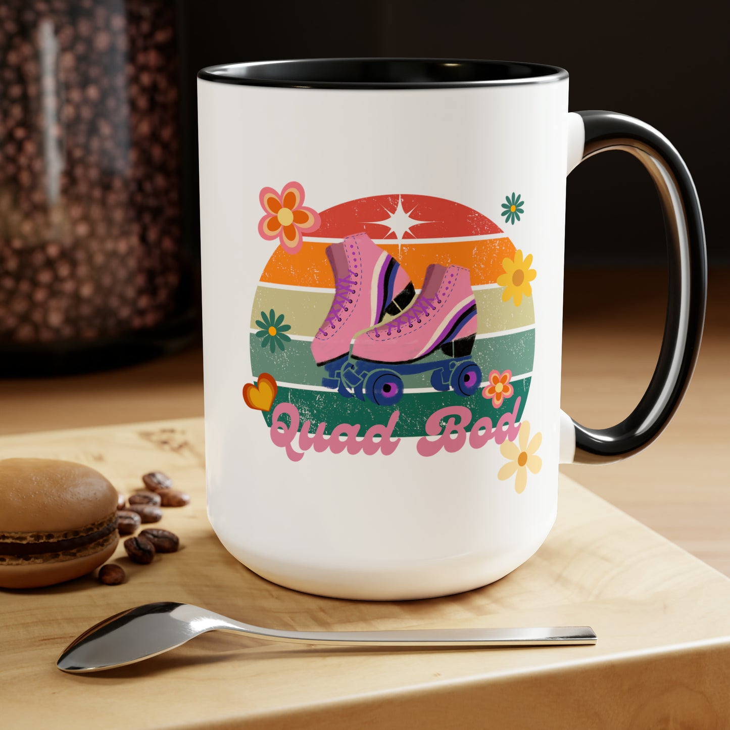 15oz Retro Vibes Vintage Roller Skate Coffee Mug Gift Idea For Skaters Roller Rink Mug Cool Skater Mug Quad Bod Skate Gear Roller Skating Coffee Mug