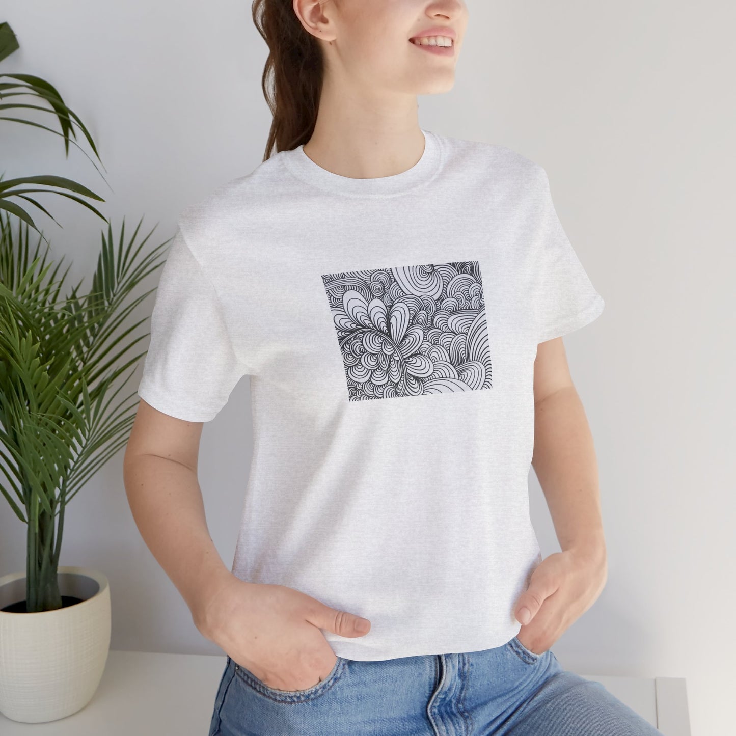 Unisex Original Healing Mesmerizing Line Art T-Shirt - Apricots Noir