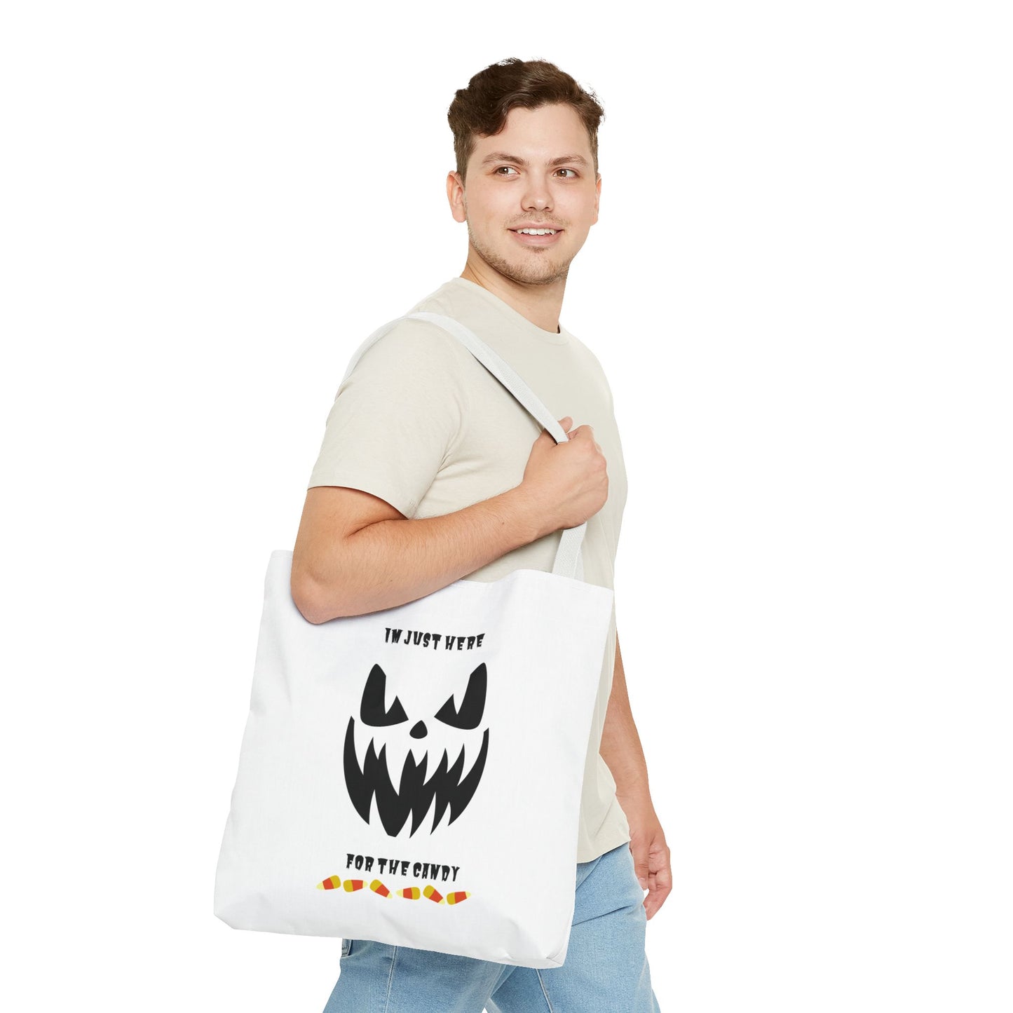 Halloween Candy Corn Scary Face Tote Spooky Season Trick or Treating Candy Bag Reusable Lunch Tote