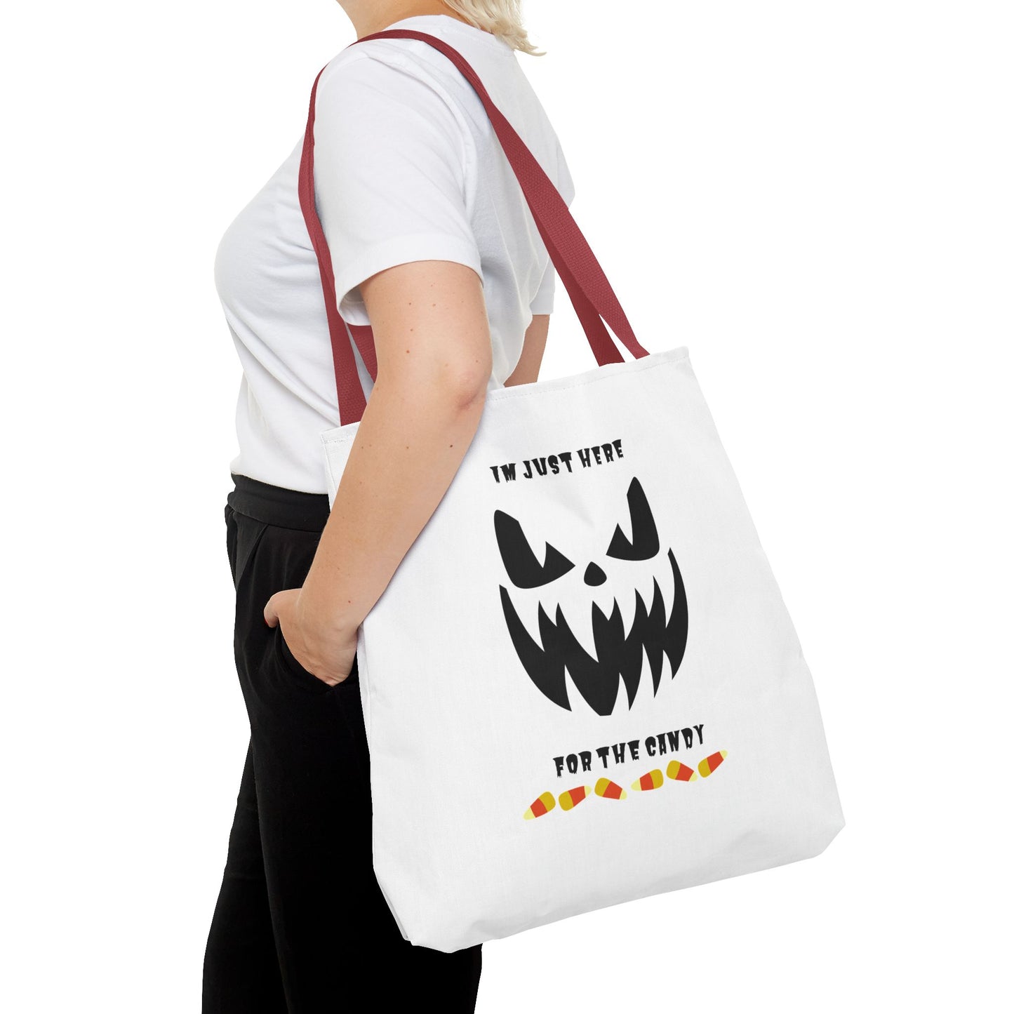 Halloween Candy Corn Scary Face Tote Spooky Season Trick or Treating Candy Bag Reusable Lunch Tote