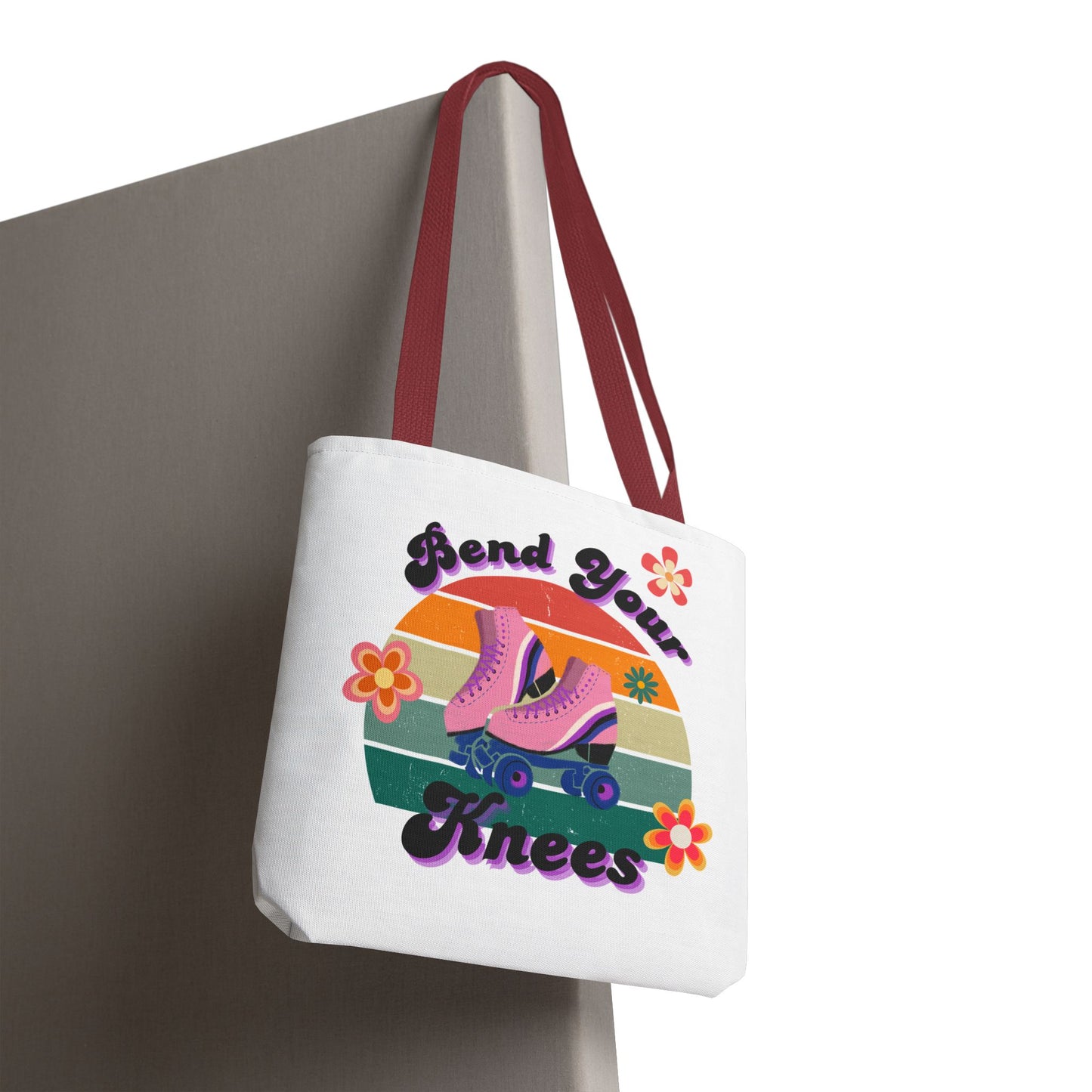 Unisex Retro Vibes Bend Your Knees Skate Day Tote Bag - White