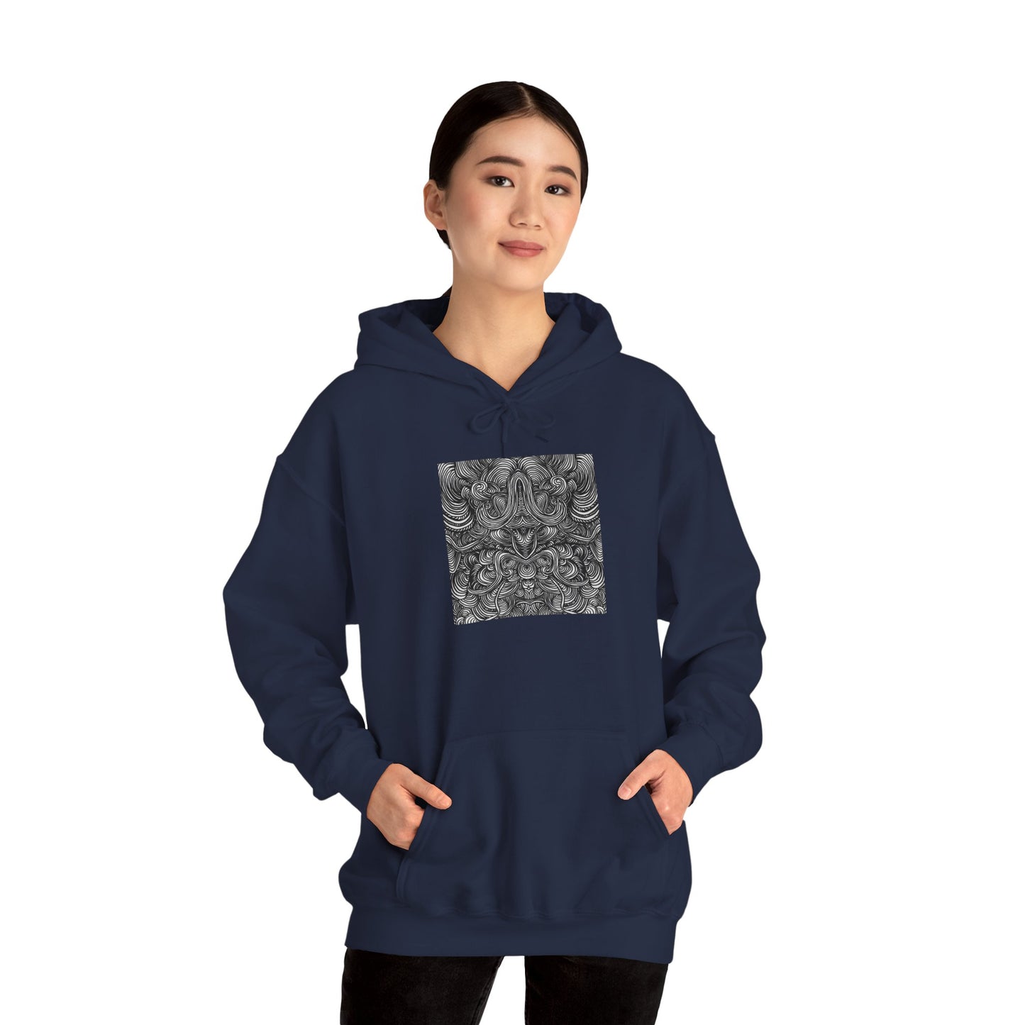 Unisex Heavy Blend™ Original Minimalist Line Art Full Size Hooded Sweatshirt - Liquid