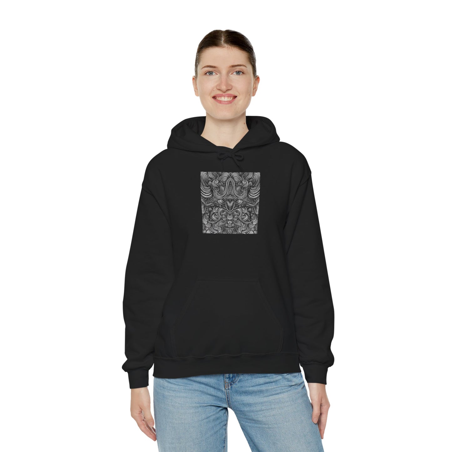 Unisex Heavy Blend™ Original Minimalist Line Art Full Size Hooded Sweatshirt - Liquid