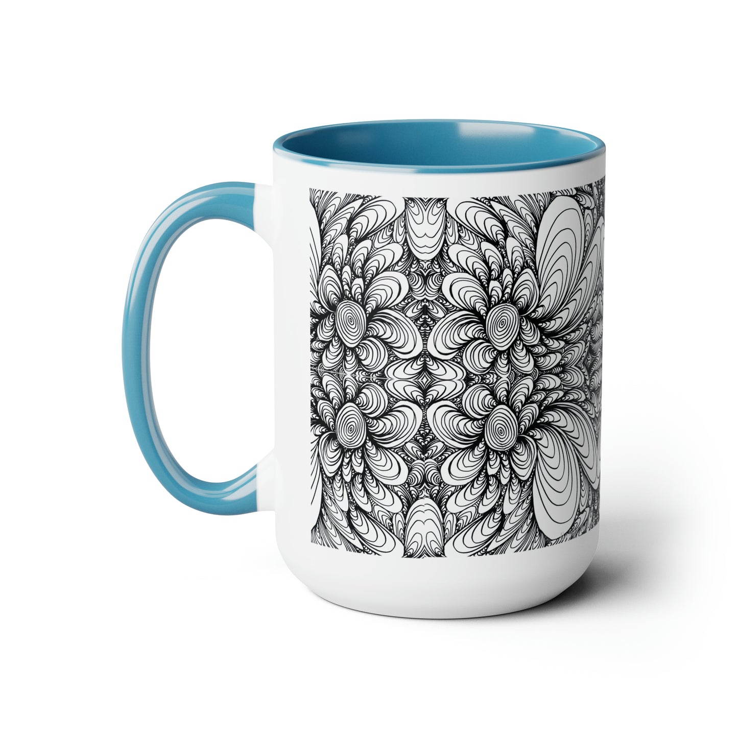 15oz two tone coffee mug - Original art - blooms