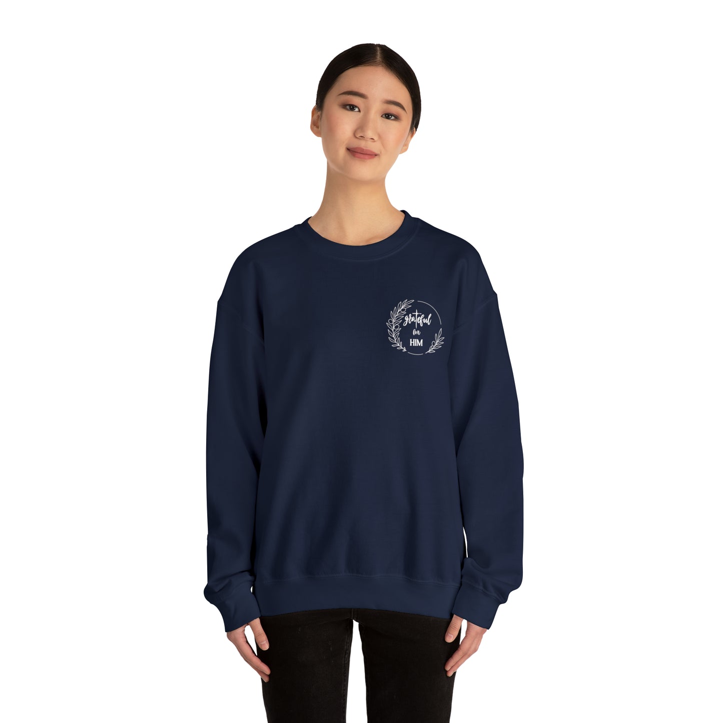 Unisex GraTeful for HIM Sweatshirt with Breast Pocket and Back Design