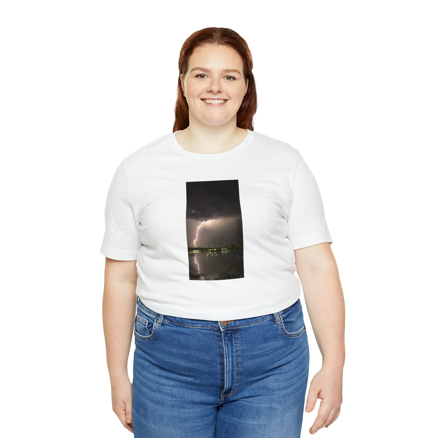 Unisex Lightning Bolt T-Shirt Rough Photo Print Caught Outisde