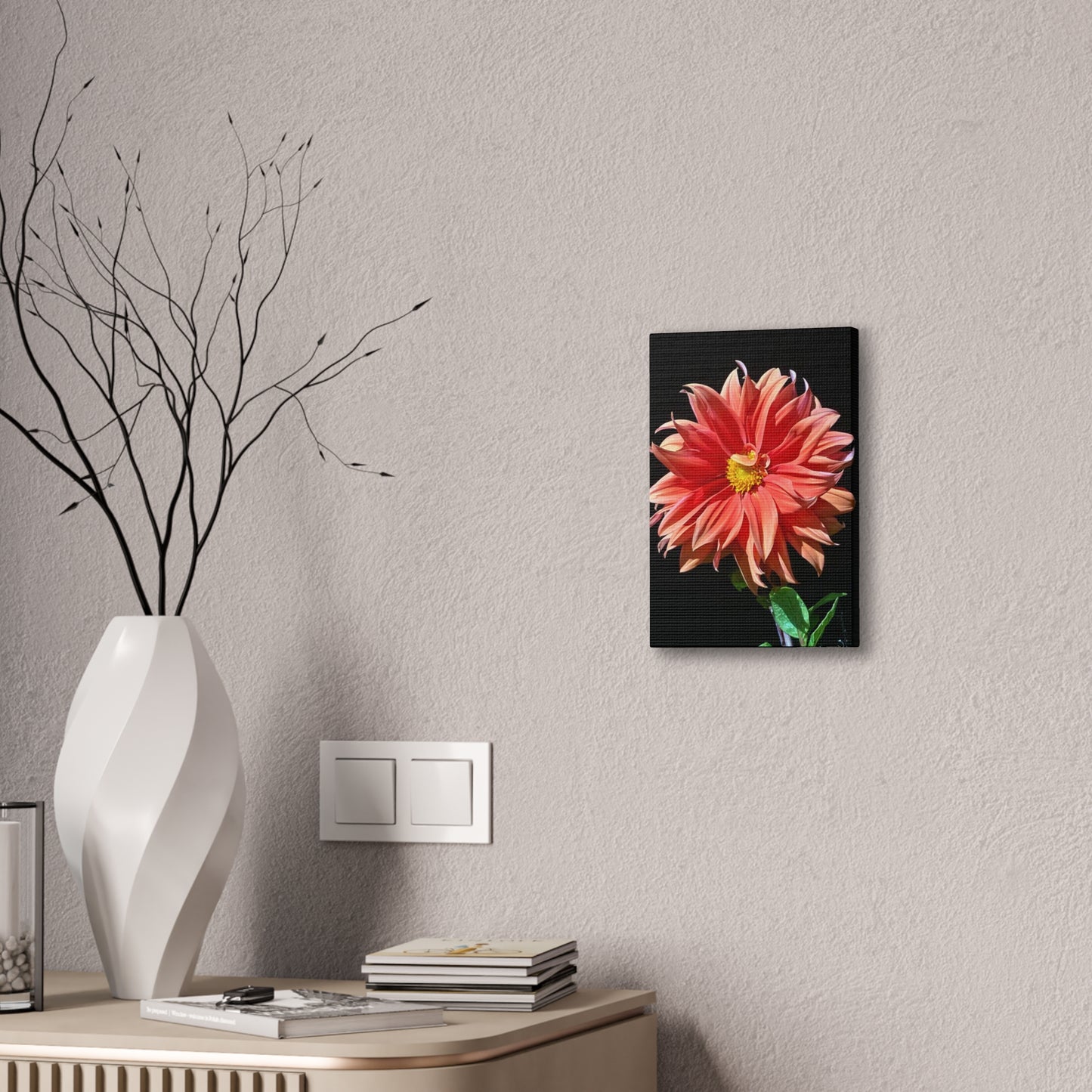 Canvas Gallery Wrap - Dahlia Flower at Night