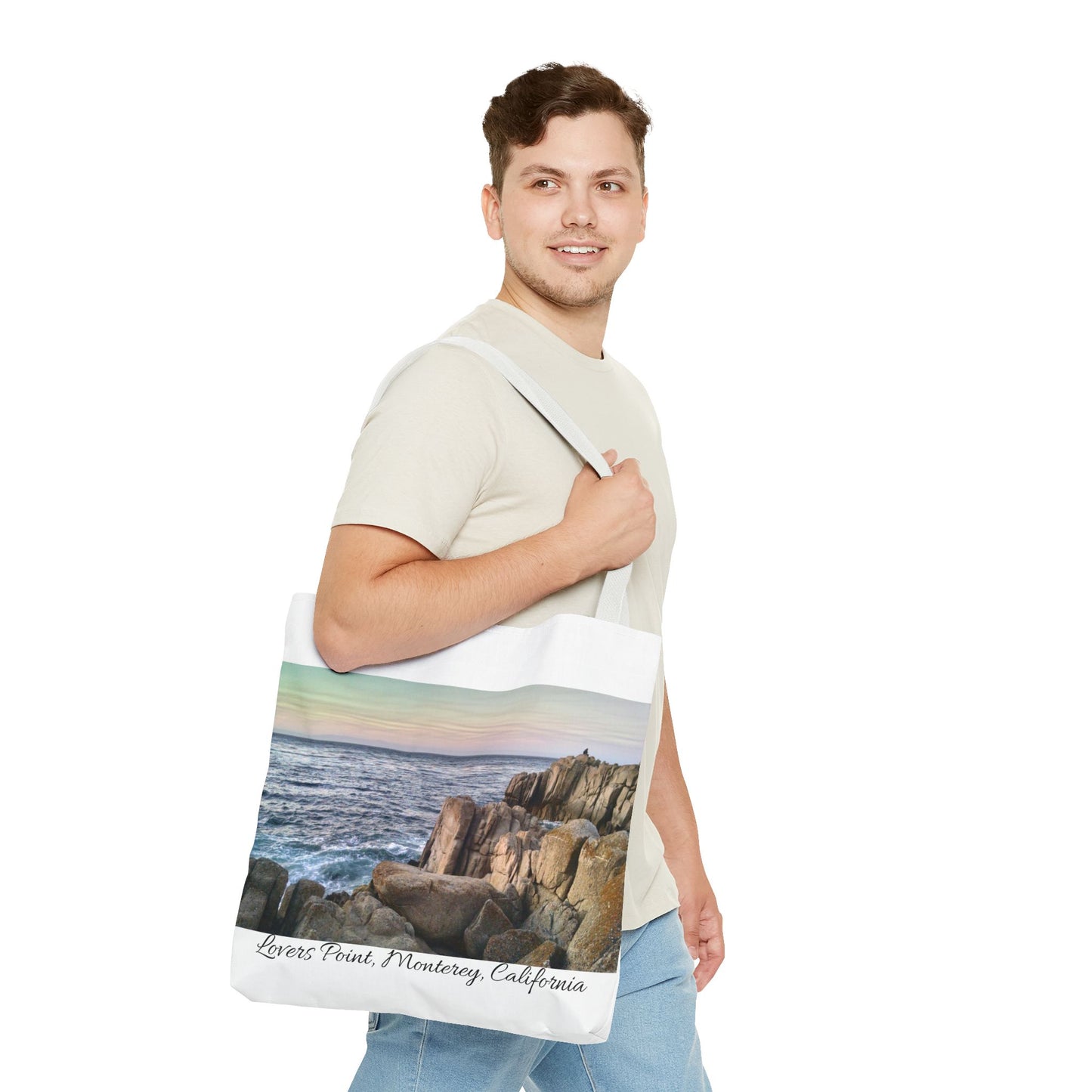 Unisex Travel Tote Bag Monterey California Scenic View Lovers Point Bay Area Keepsake Tote Bag Ocean View Nature Inspired Travel Gift Idea