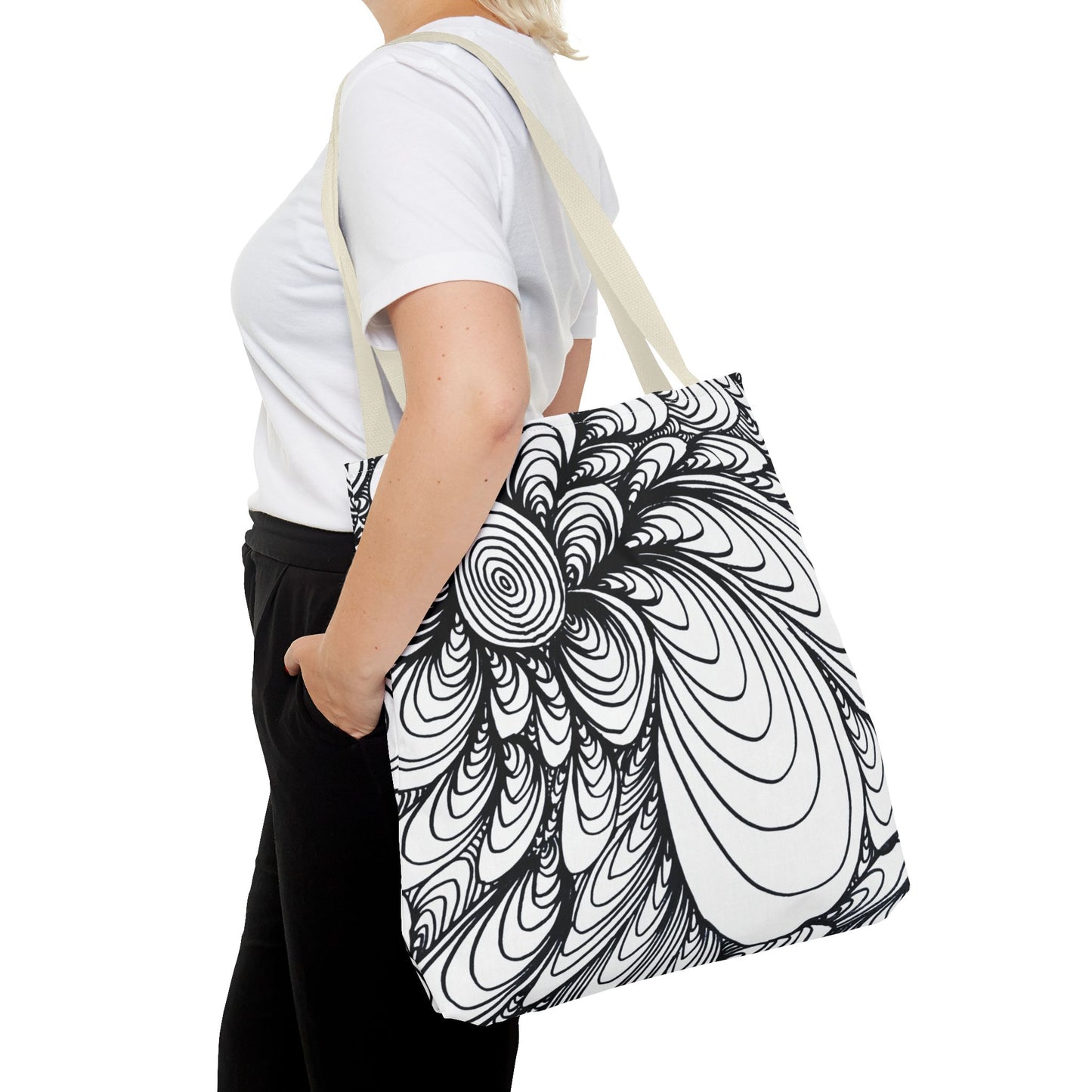 Unisex Original Doodle Art All Over Print Tote Bag - Apricots Noir