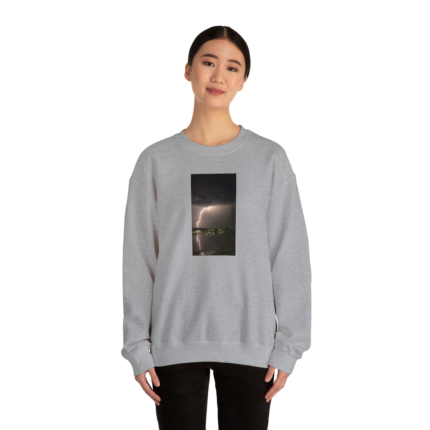 Unisex Lightning Bolt Sweatshirt Print, Caught Outside in The Rain