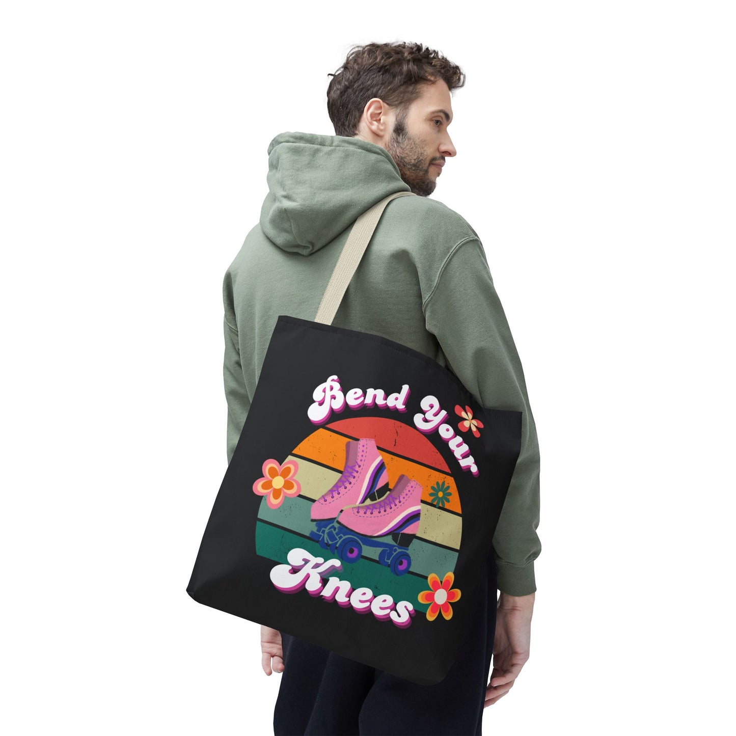 Unisex Retro Vibes Bend Your Knees Skate Day Tote Bag