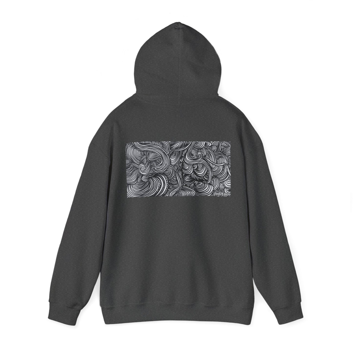 Unisex Heavy Blend™ Original Minimalist Line Art Midsize Print Hooded Sweatshirt - Liquid