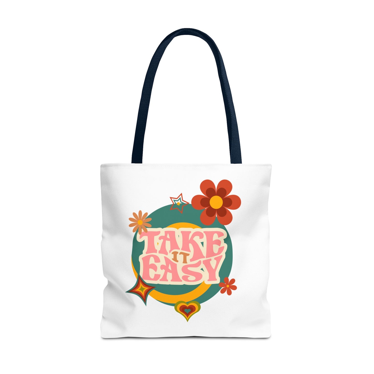 Unisex Retro Vibes Take It Easy Reusable Grocery Tote Bag