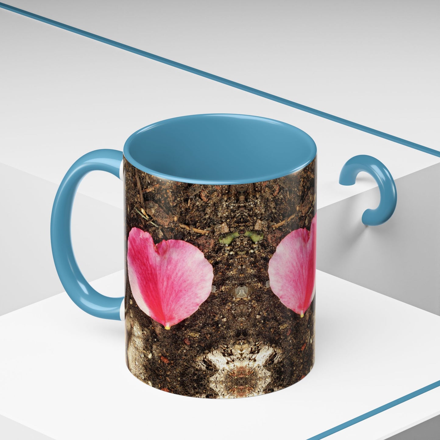 11oz/15oz Garden Themed Double Delight Heart Shaped Rose Petal Coffee Mug