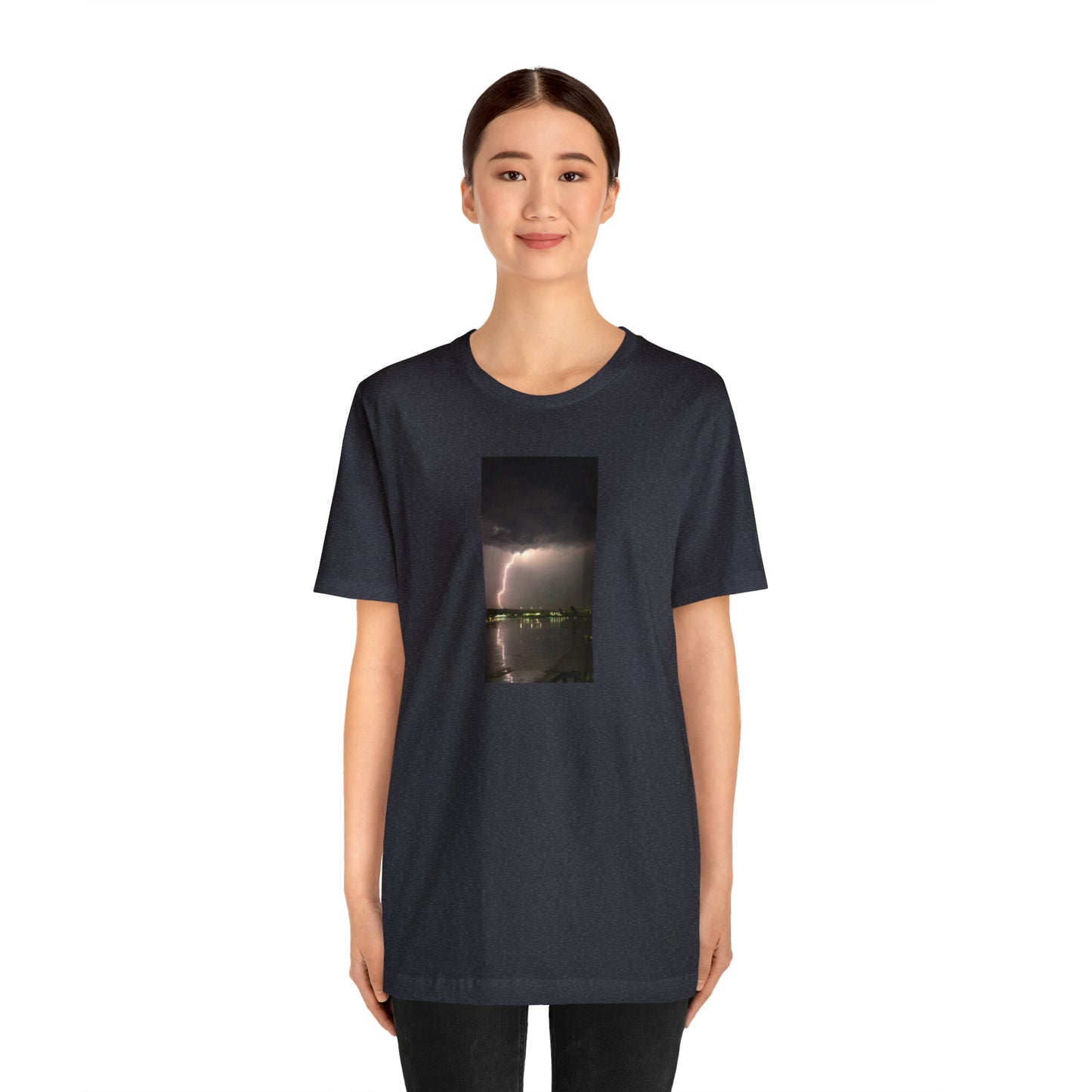 Unisex Lightning Bolt T-Shirt Rough Photo Print Caught Outisde