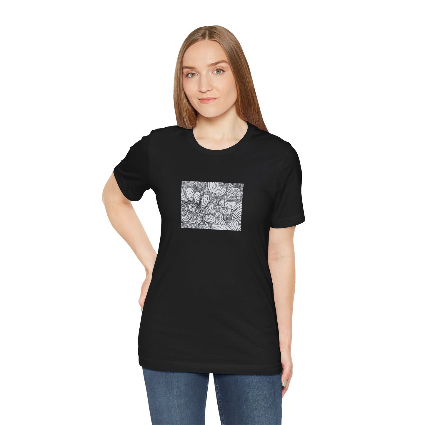 Unisex Original Healing Mesmerizing Line Art T-Shirt - Apricots Noir