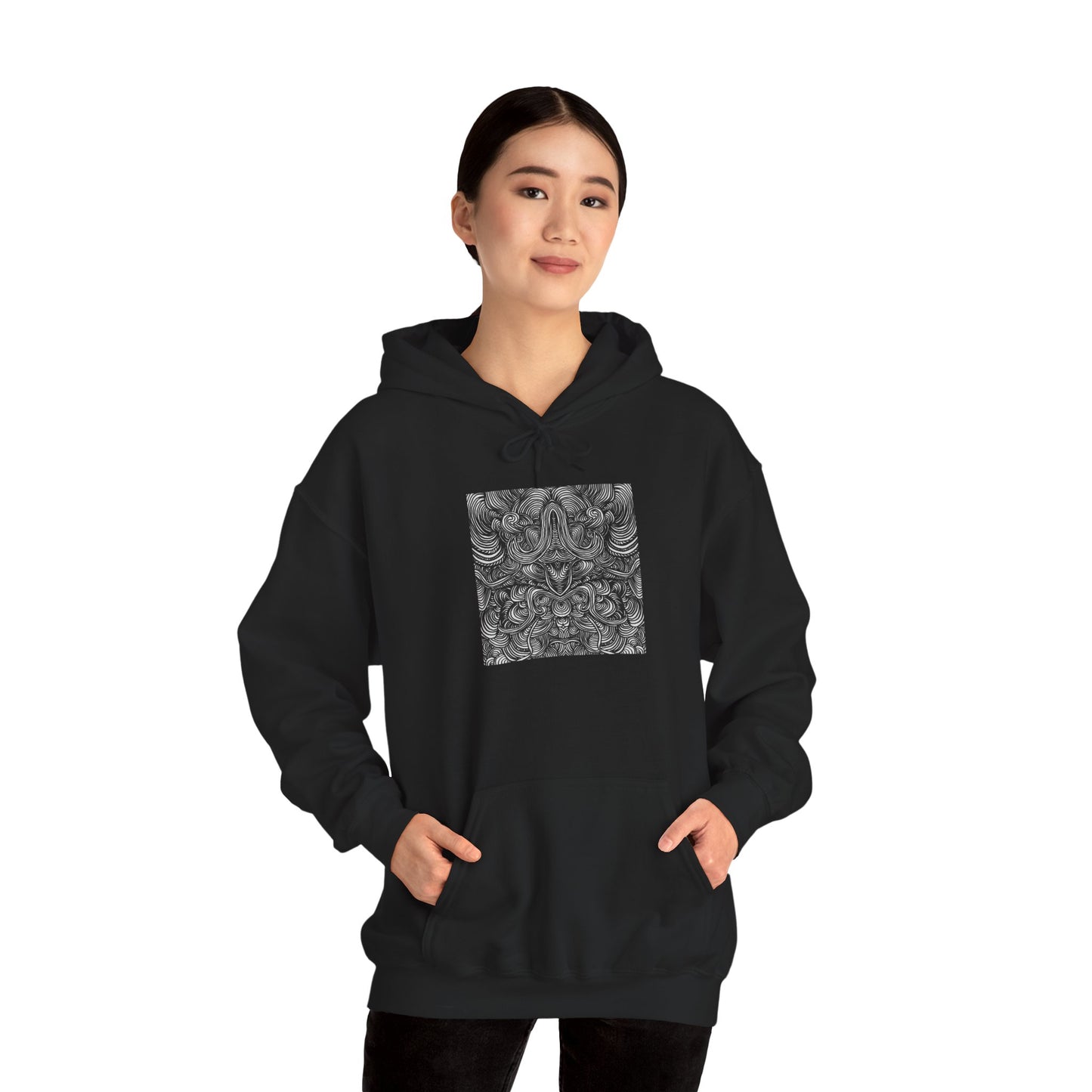 Unisex Heavy Blend™ Original Minimalist Line Art Full Size Hooded Sweatshirt - Liquid