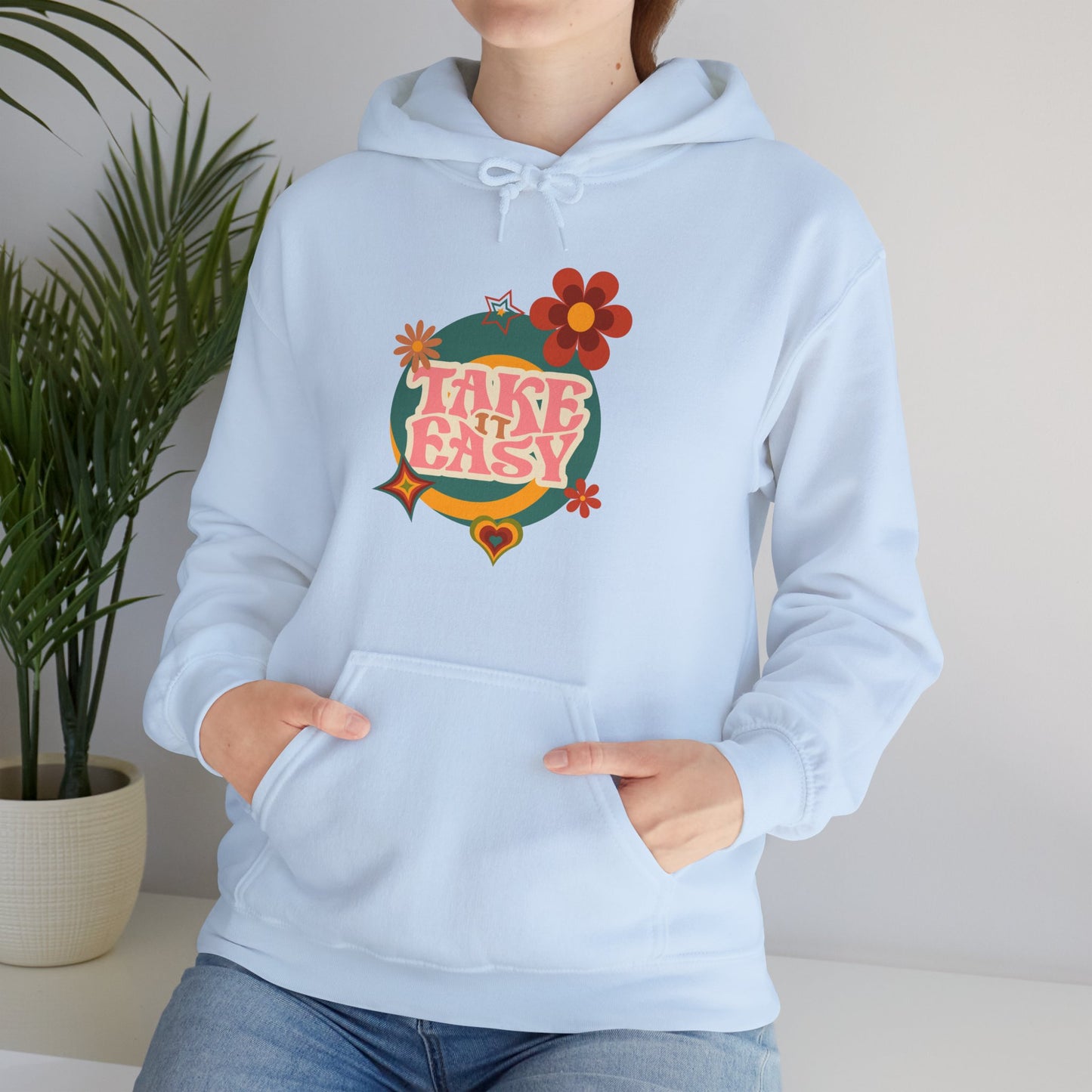 Unisex Heavy Blend™ Retro Vibes Take It Easy Hooded Sweatshirt
