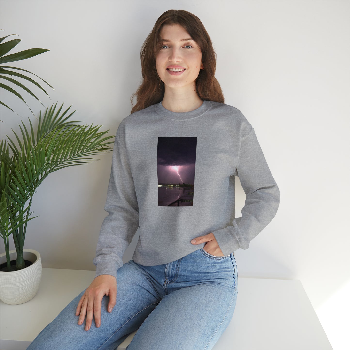 Unisex Lightning Bolt Printed Sweatshirt Caught Out in The Rain