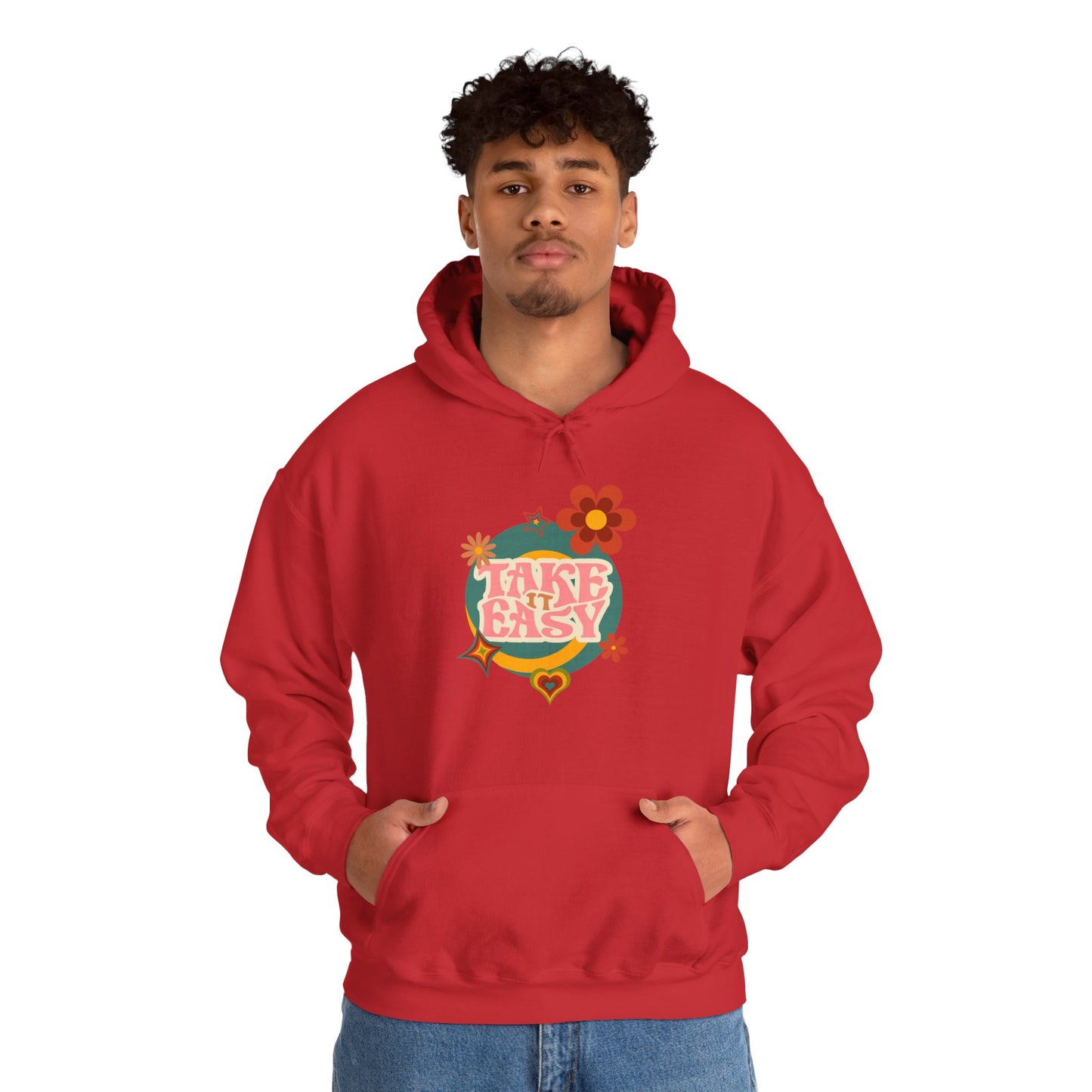 Unisex Heavy Blend™ Retro Vibes Take It Easy Hooded Sweatshirt