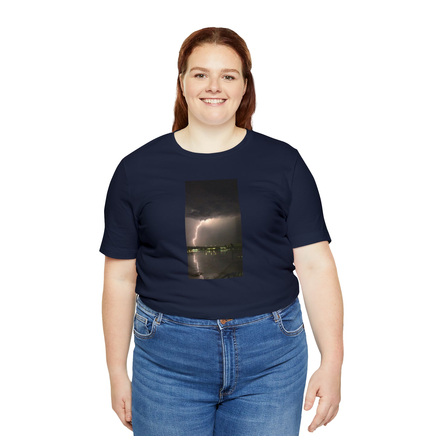 Unisex Lightning Bolt T-Shirt Rough Photo Print Caught Outisde