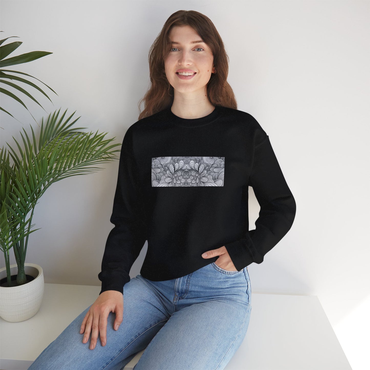 Unisex Original Minimalist Healing Line Art Sweatshirt - Apricots Noir Mirage