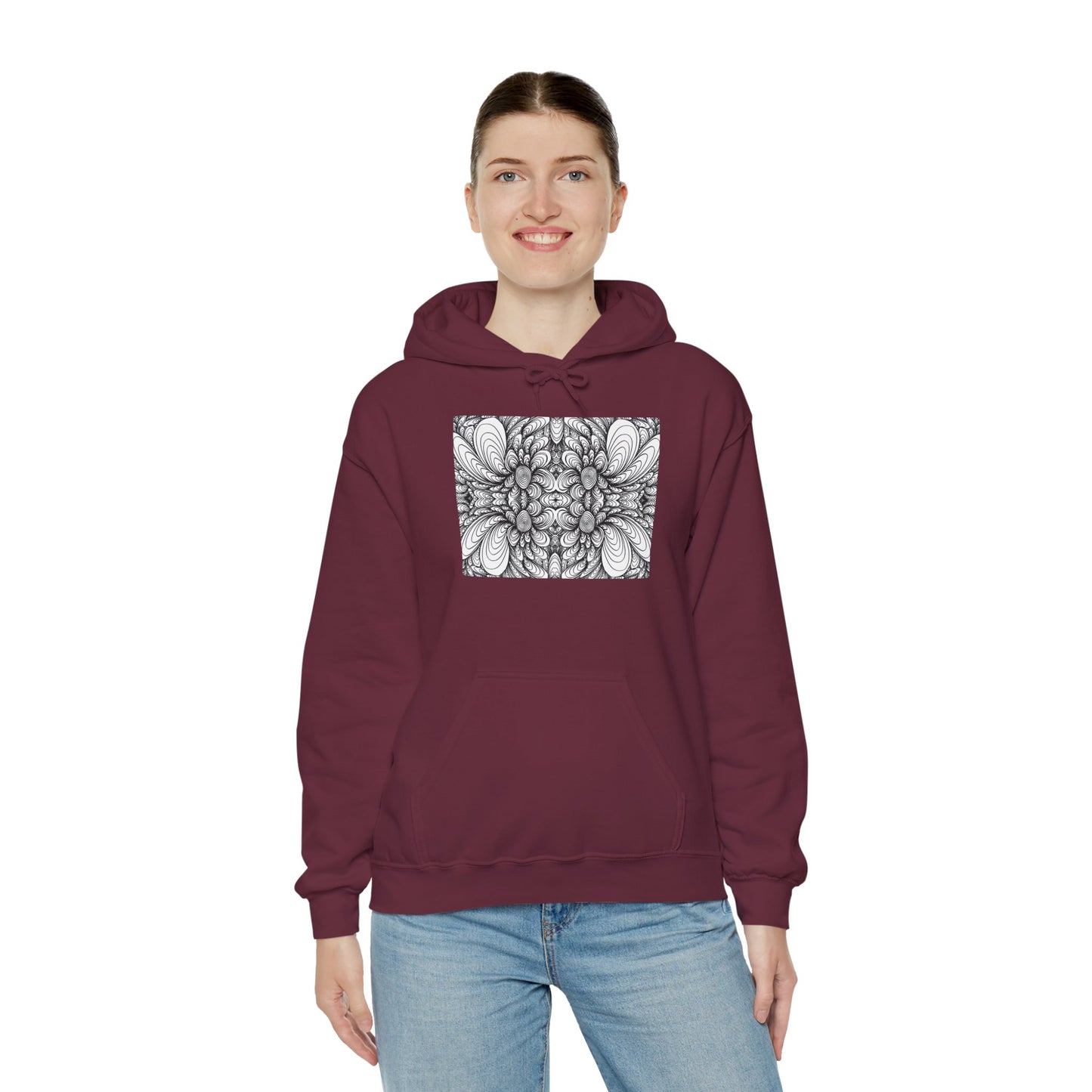 Unisex Heavy Blend™ Original Minimalist Healing Line Art Hooded Sweatshirt - Blooms