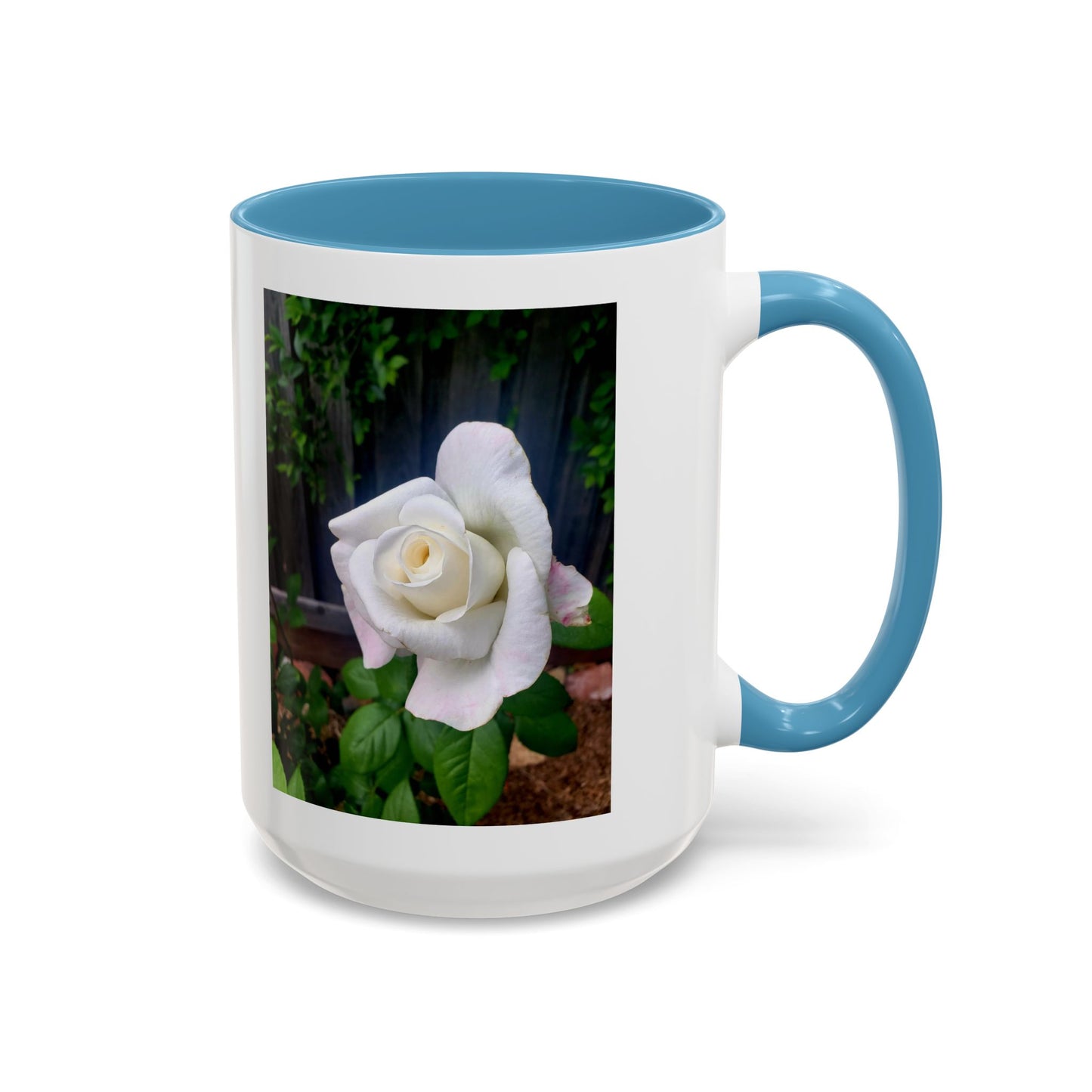 11oz/15oz Garden Themed White Sugar Moon Hybrid Tea Roses Coffee Mug