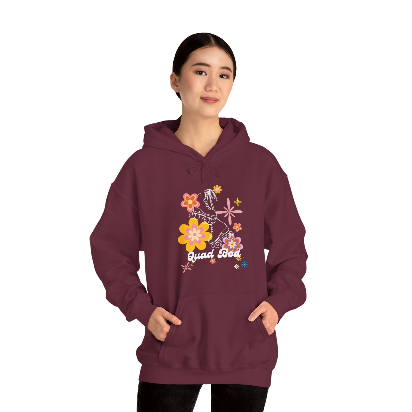 Unisex Heavy Blend™ Quad Bod Retro Vibes Rollerskater Hooded Sweatshirt